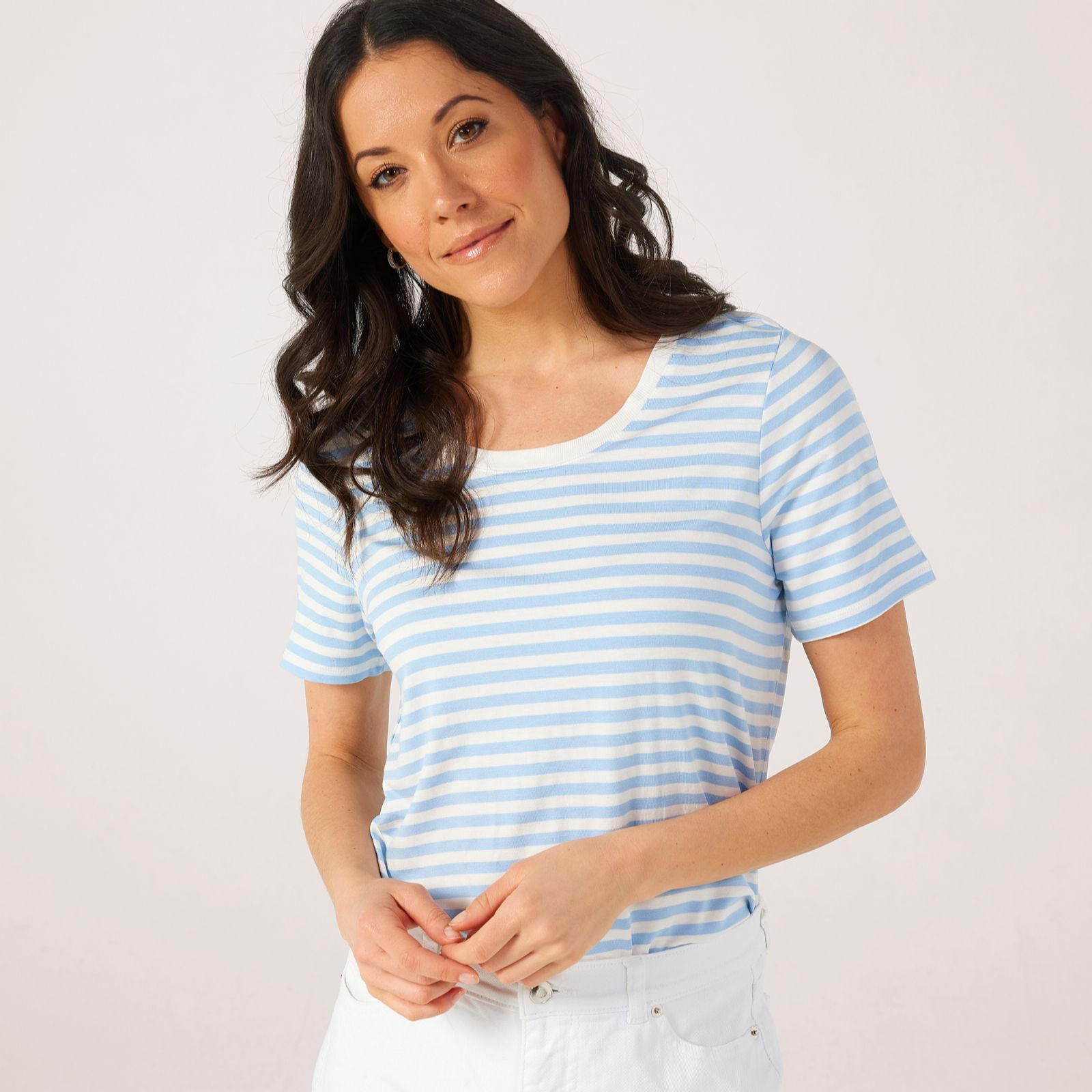 Ruth Langsford Viscose Crew Neck Stripe T-Shirt