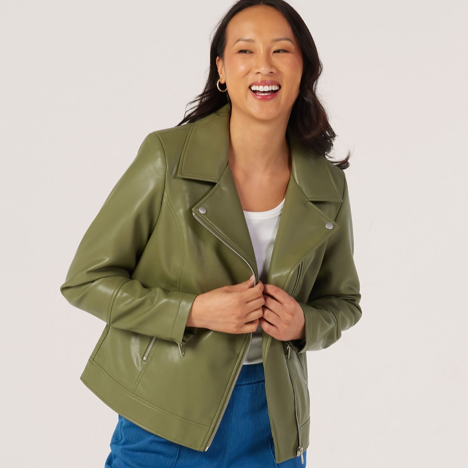 Denim & Co. Faux Leather Moto Jacket