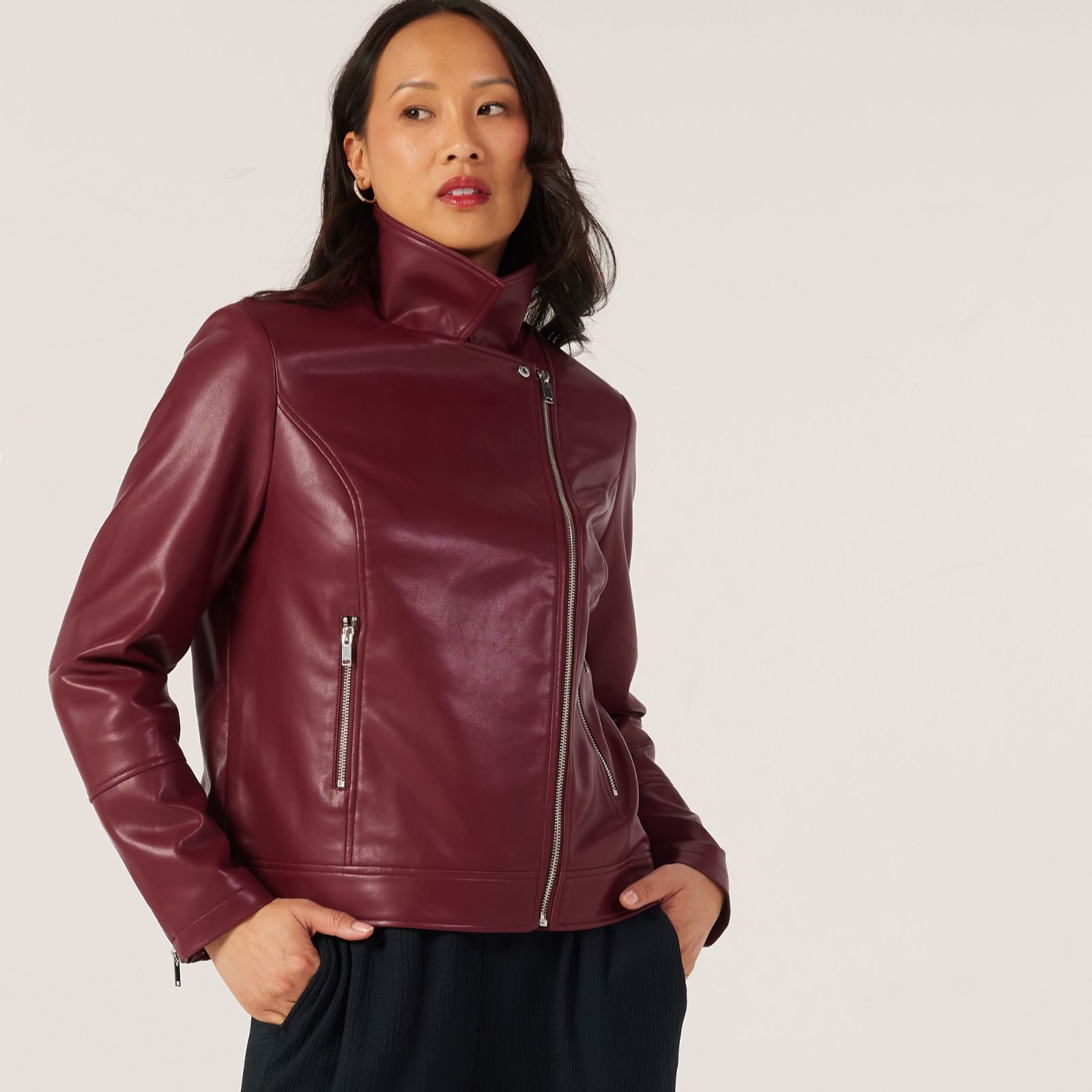 Denim & Co. Faux Leather Moto Jacket