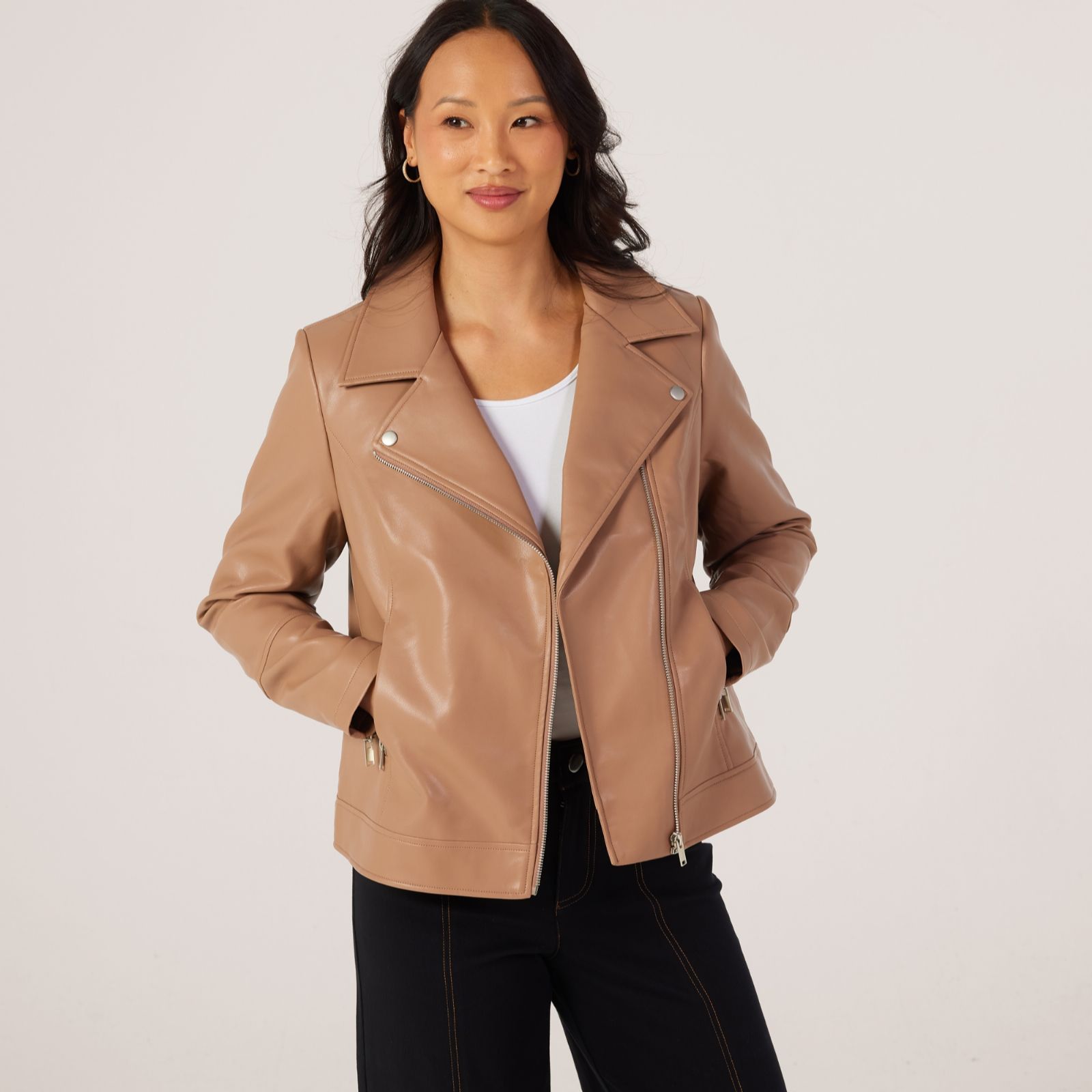 Denim & Co. Faux Leather Moto Jacket