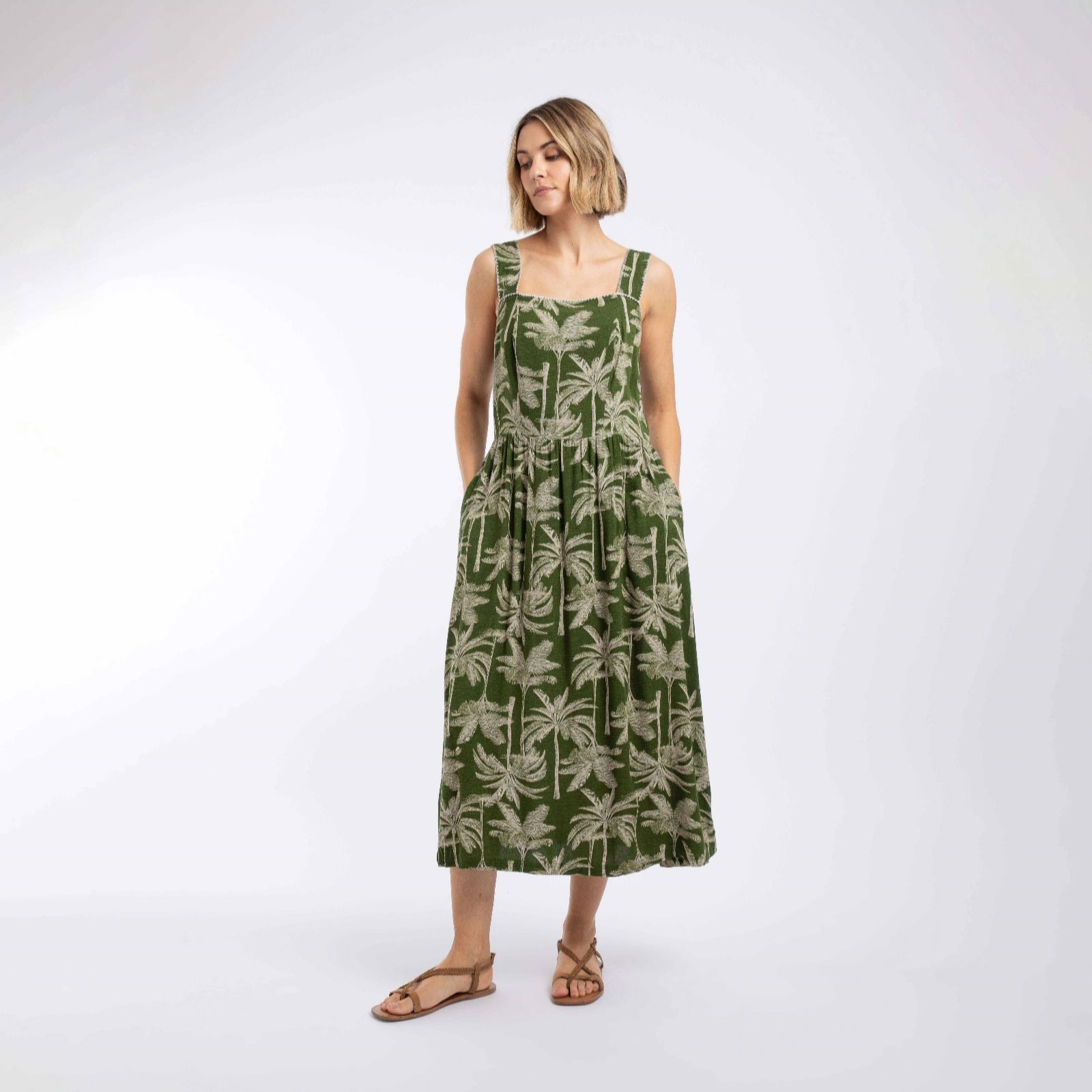 Weird Fish Tatum Printed Square Neck Dress
