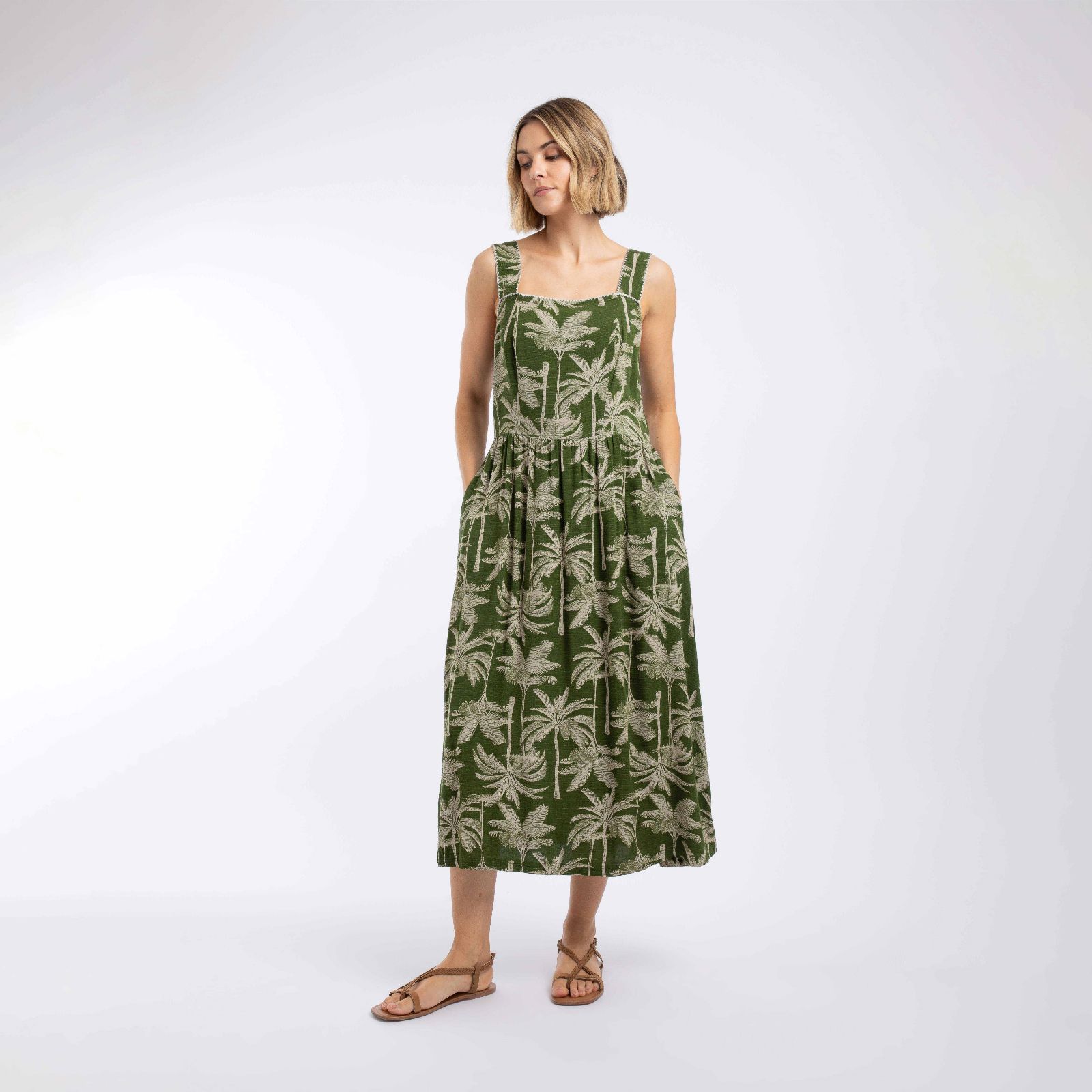 Weird Fish Tatum Printed Square Neck Dress