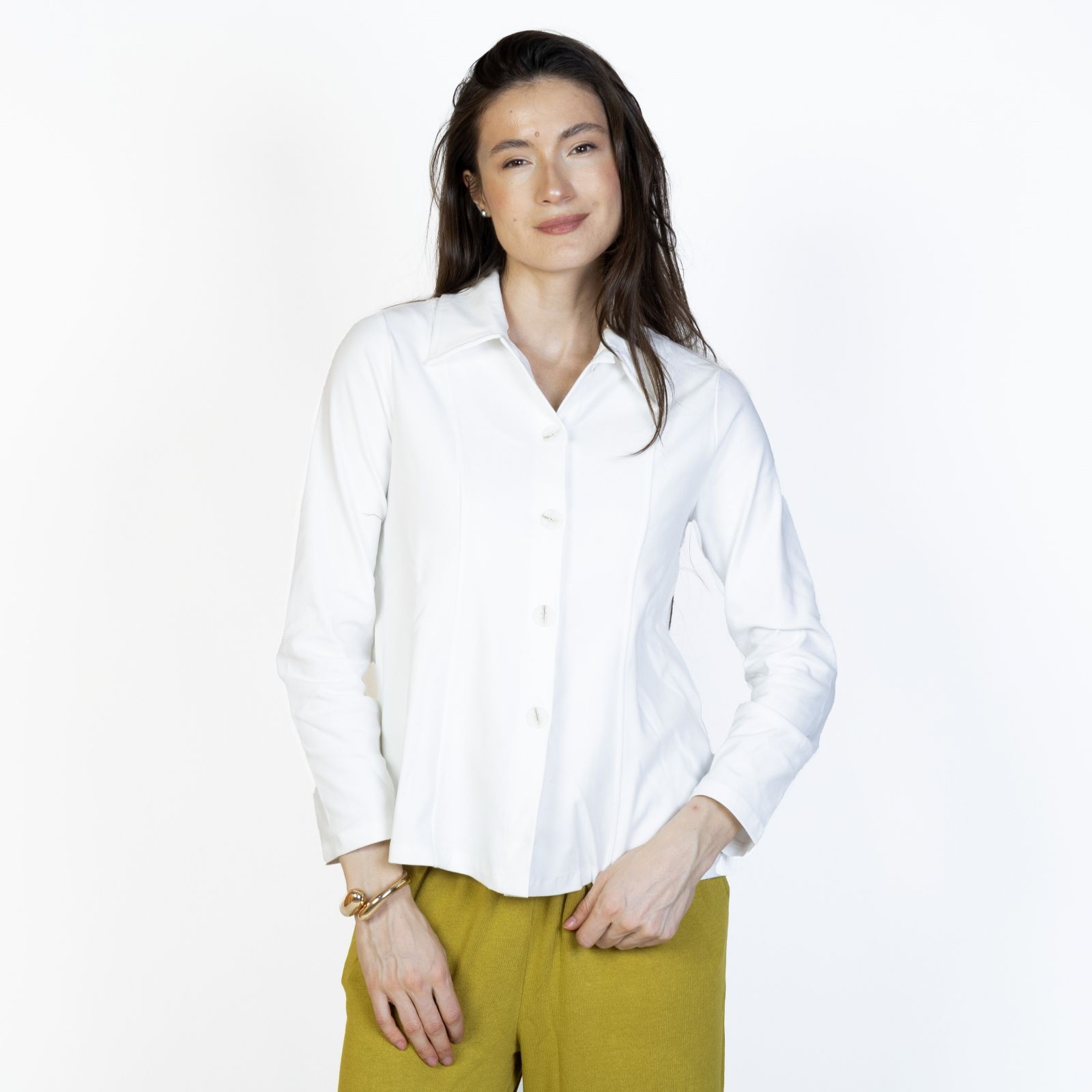 Kim & Co Deluxe Denim Knit Peplum Jacket
