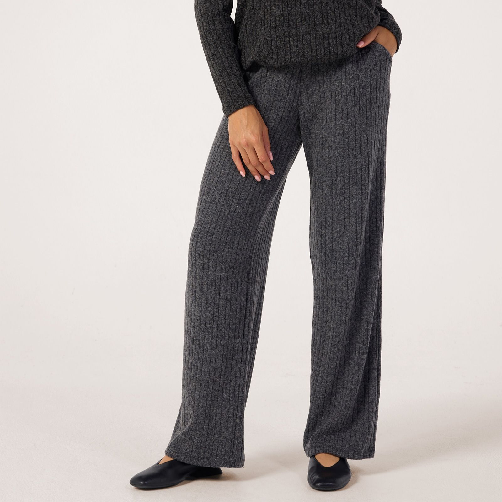 Kim & Co Fine Cable Knit Grace Straight Leg Petite Trousers