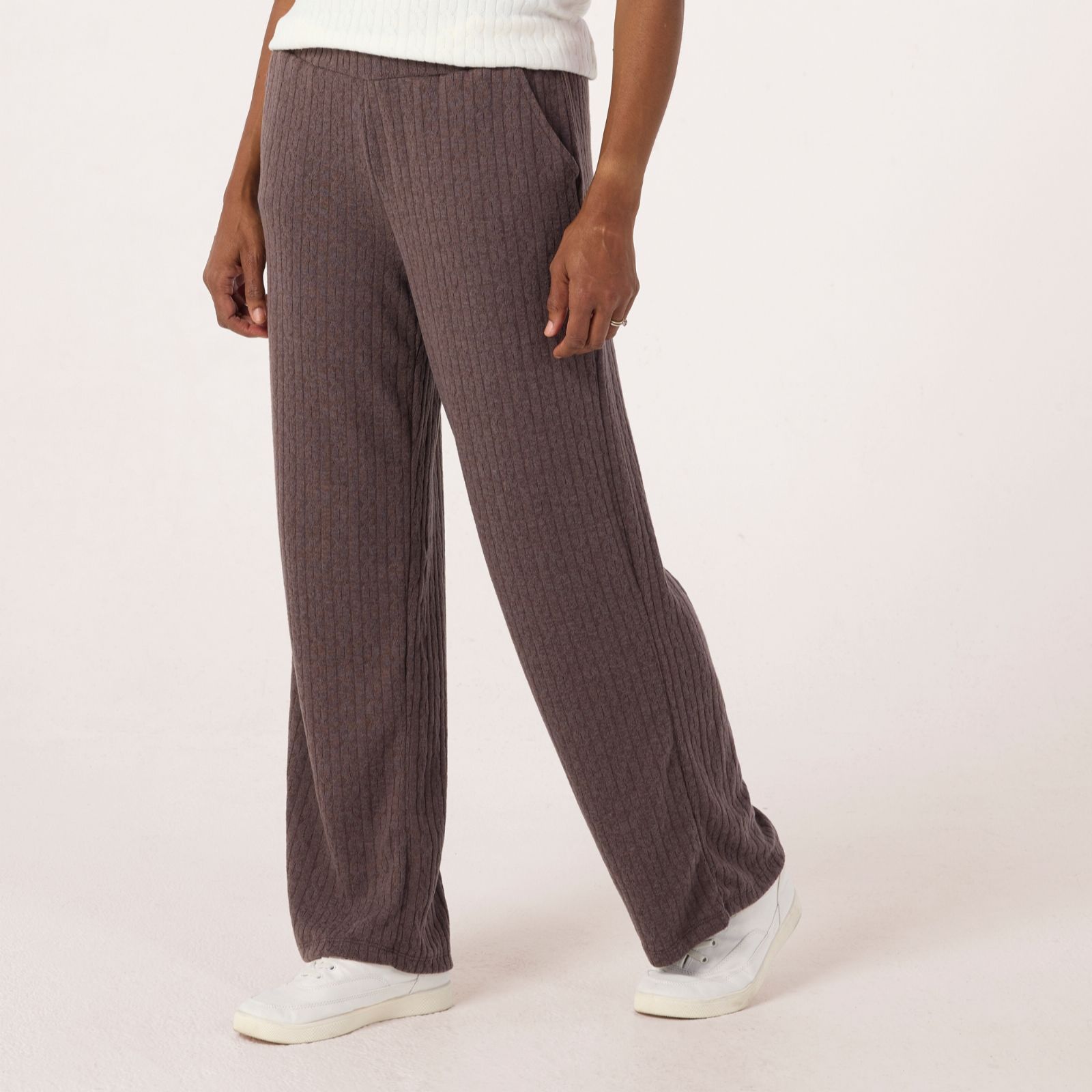Kim & Co Fine Cable Knit Grace Straight Leg Petite Trousers