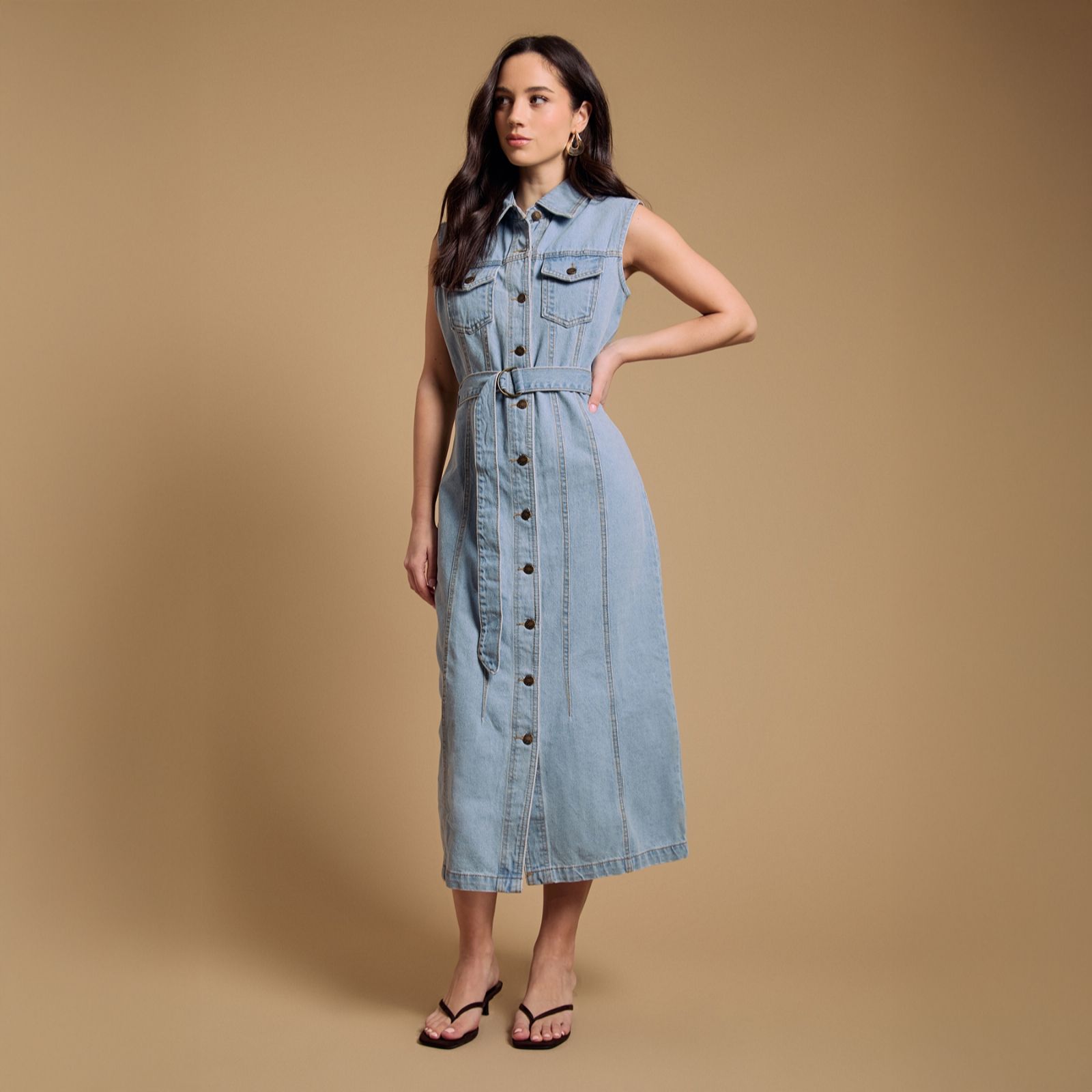 Oasis Denim Shirt Midi Dress