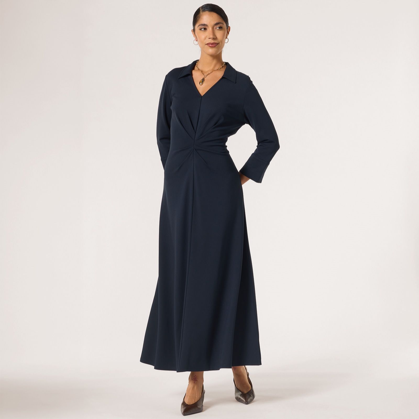 Ben de Lisi Collared Longline Ponte Dress Petite