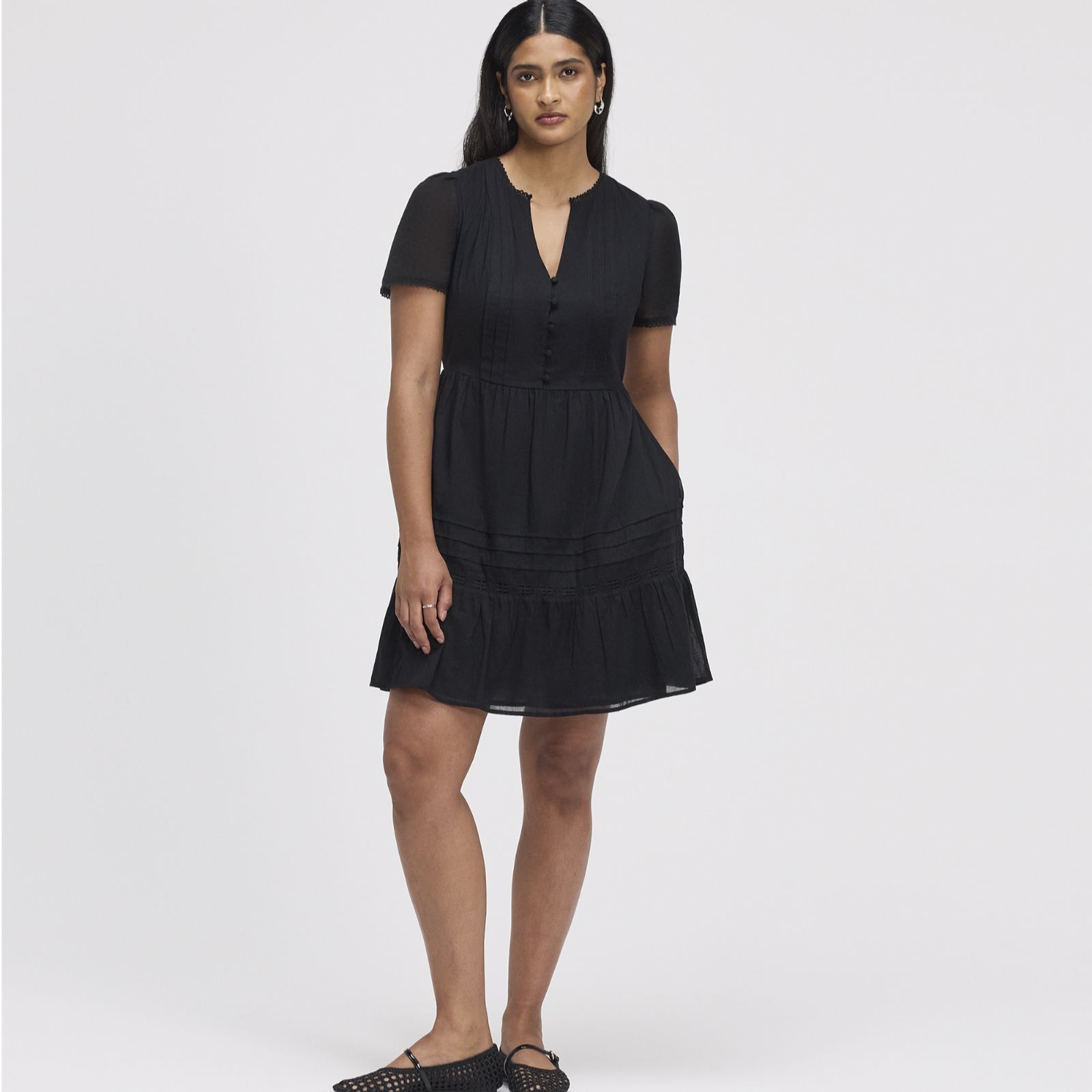 Finery London 100% Cotton Voile Knee Length Dress