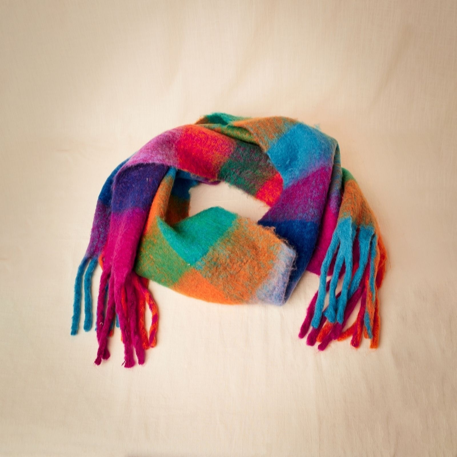 Apricot Bold Colourblock Square Scarf