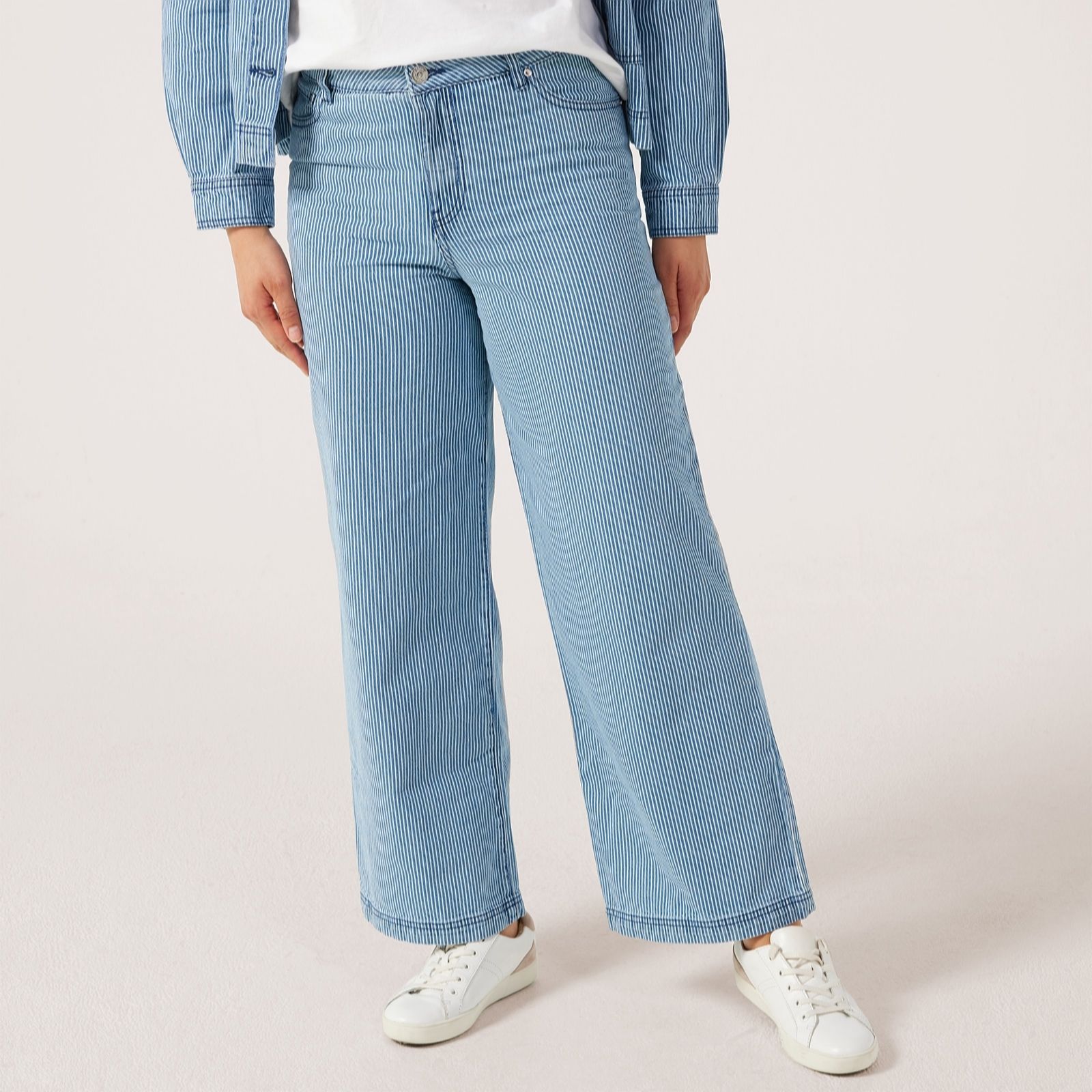 Denim & Co. Ticking Stripe Cropped Jean