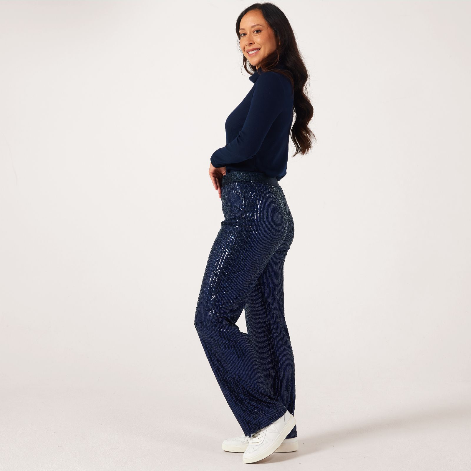 Malissa J Lined Straight Leg Sequin Trousers