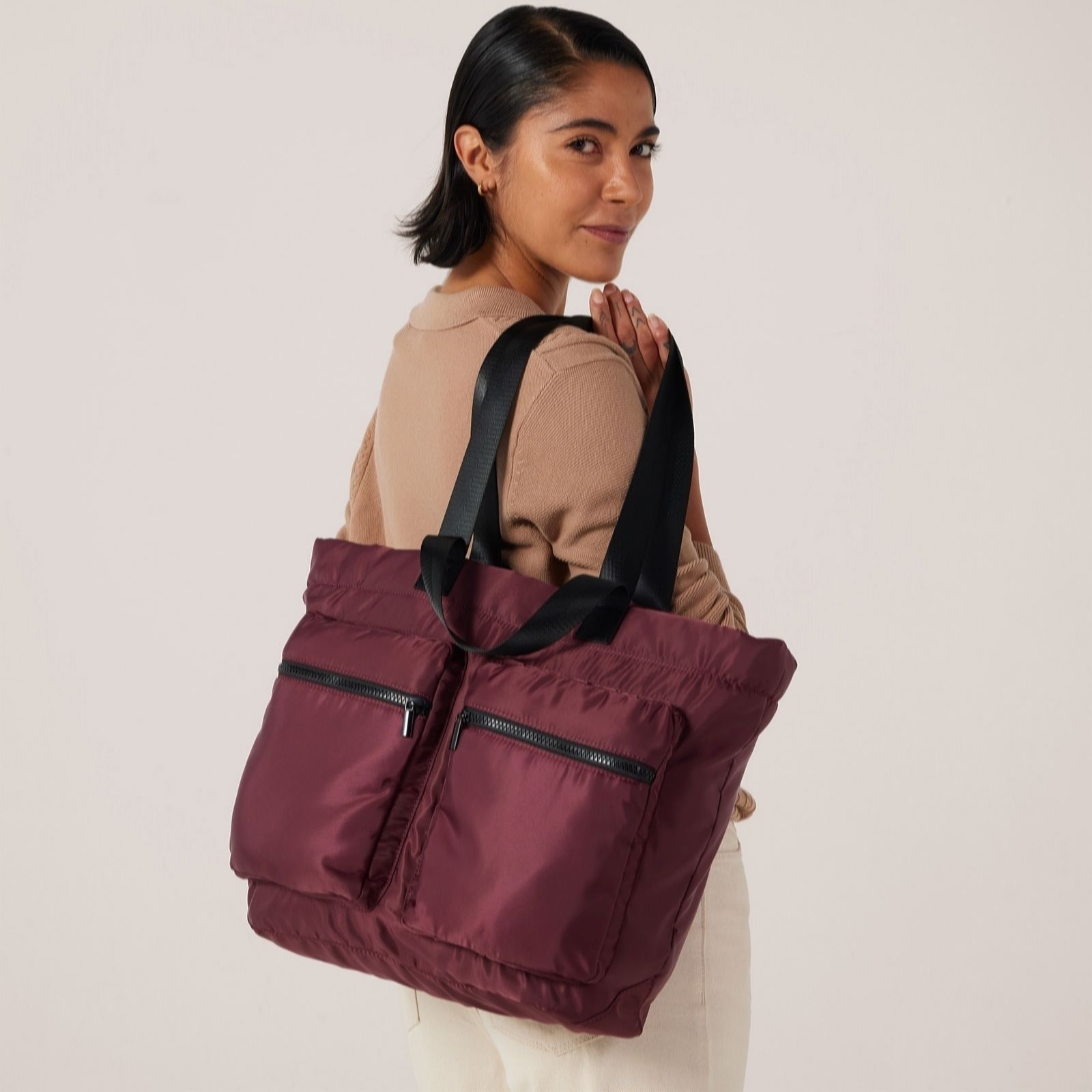 Denim & Co. Nylon Multi Pocket Tote