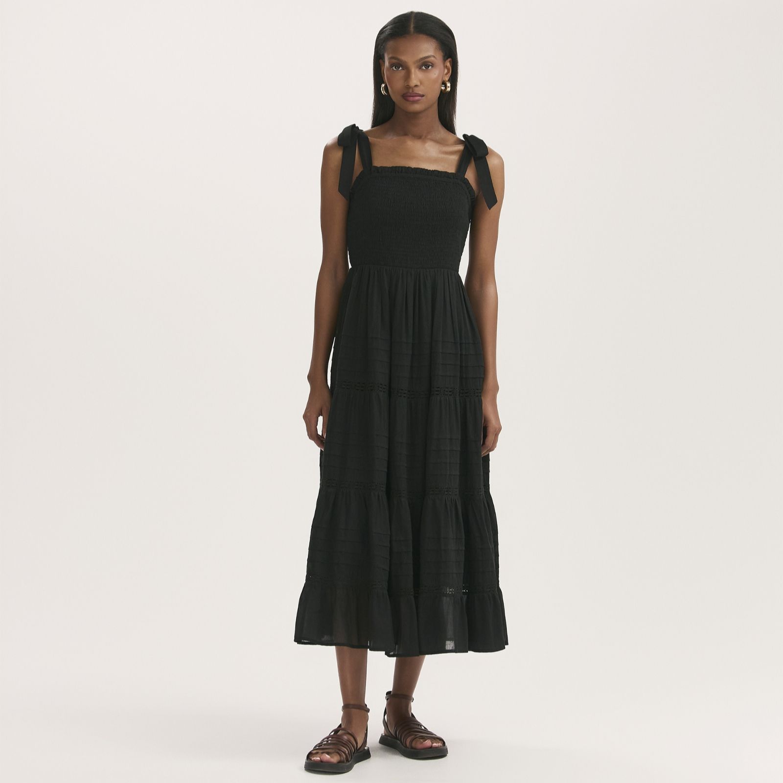 Finery London 100% Cotton Voile Ebony Tiered Dress