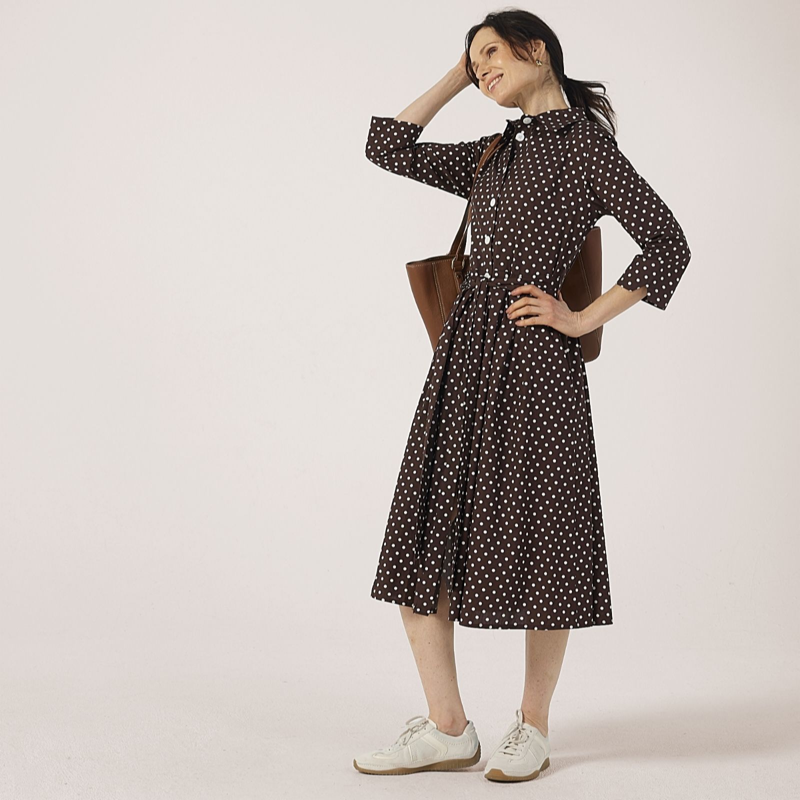 Helene Berman 100% Cotton Polka Dot Shirt Dress