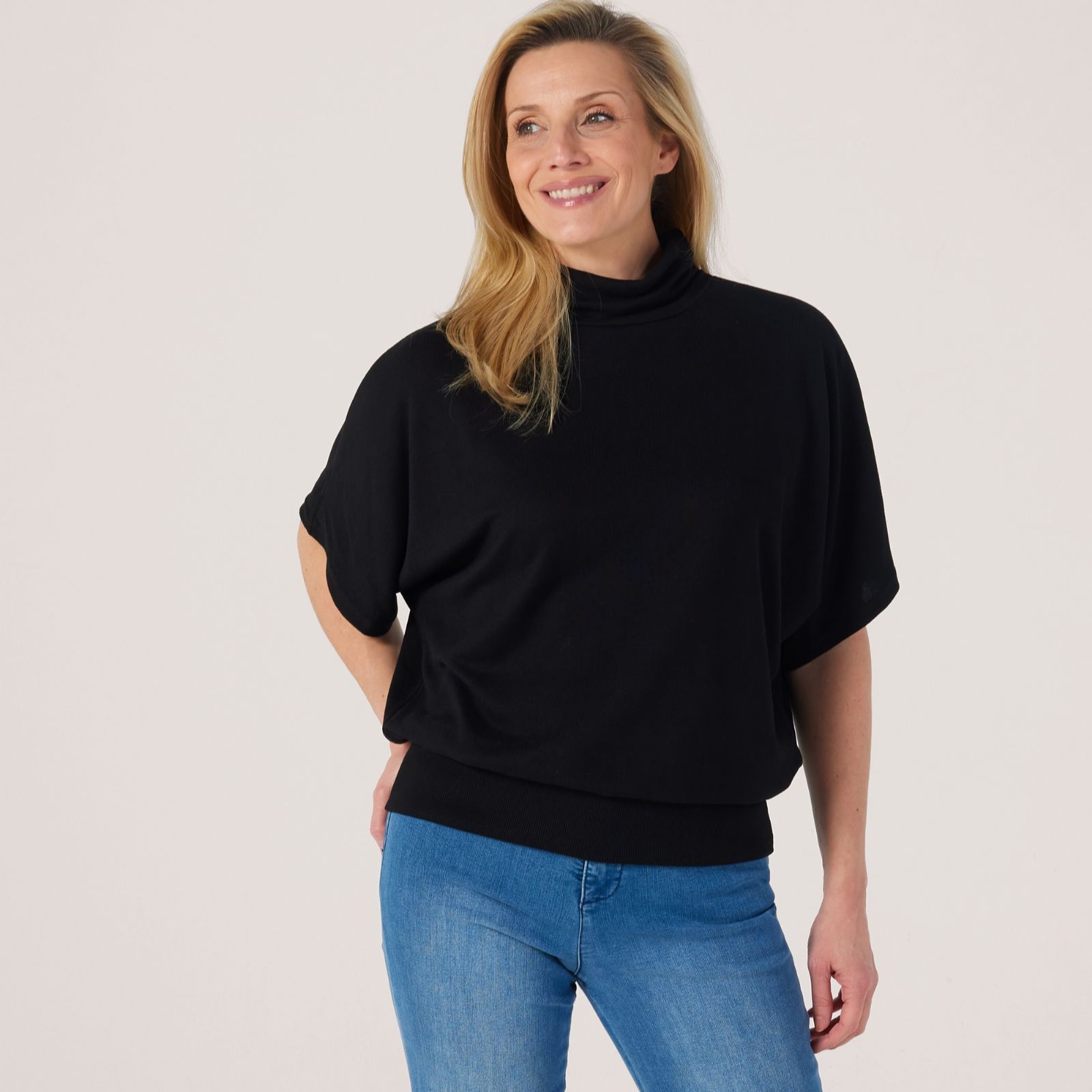 Izabel London Roll Neck Button Back Knit Top