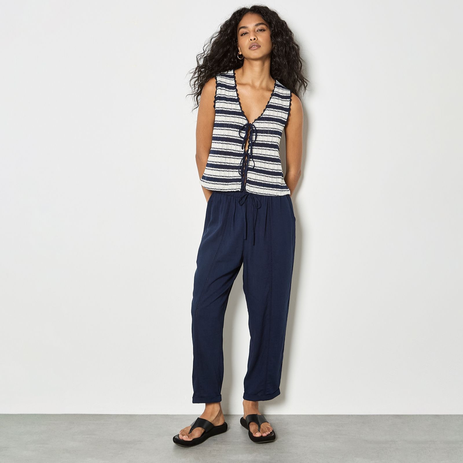 Apricot Ladder Lace Insert Tapered Trouser