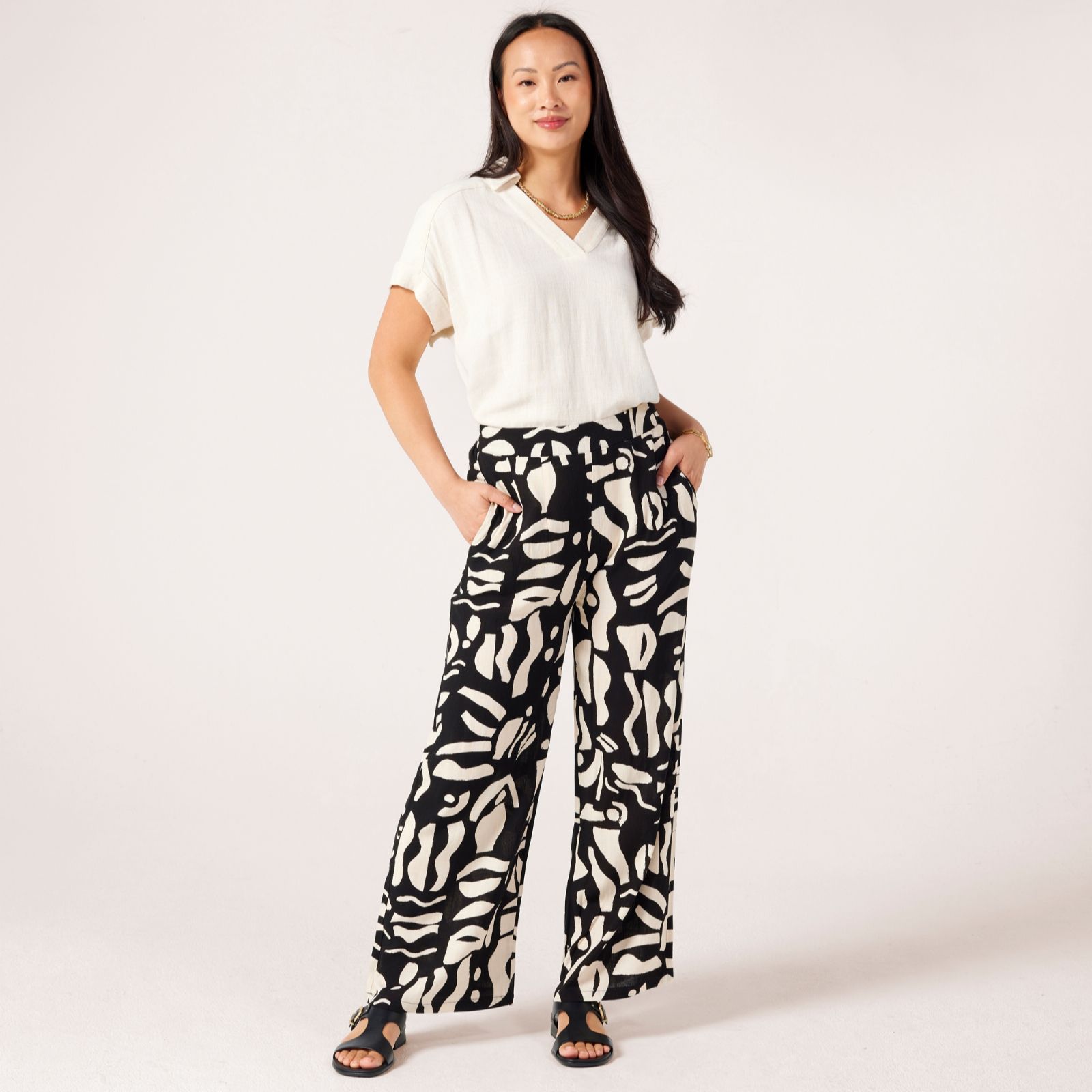 Izabel London Printed Wide Leg Trouser