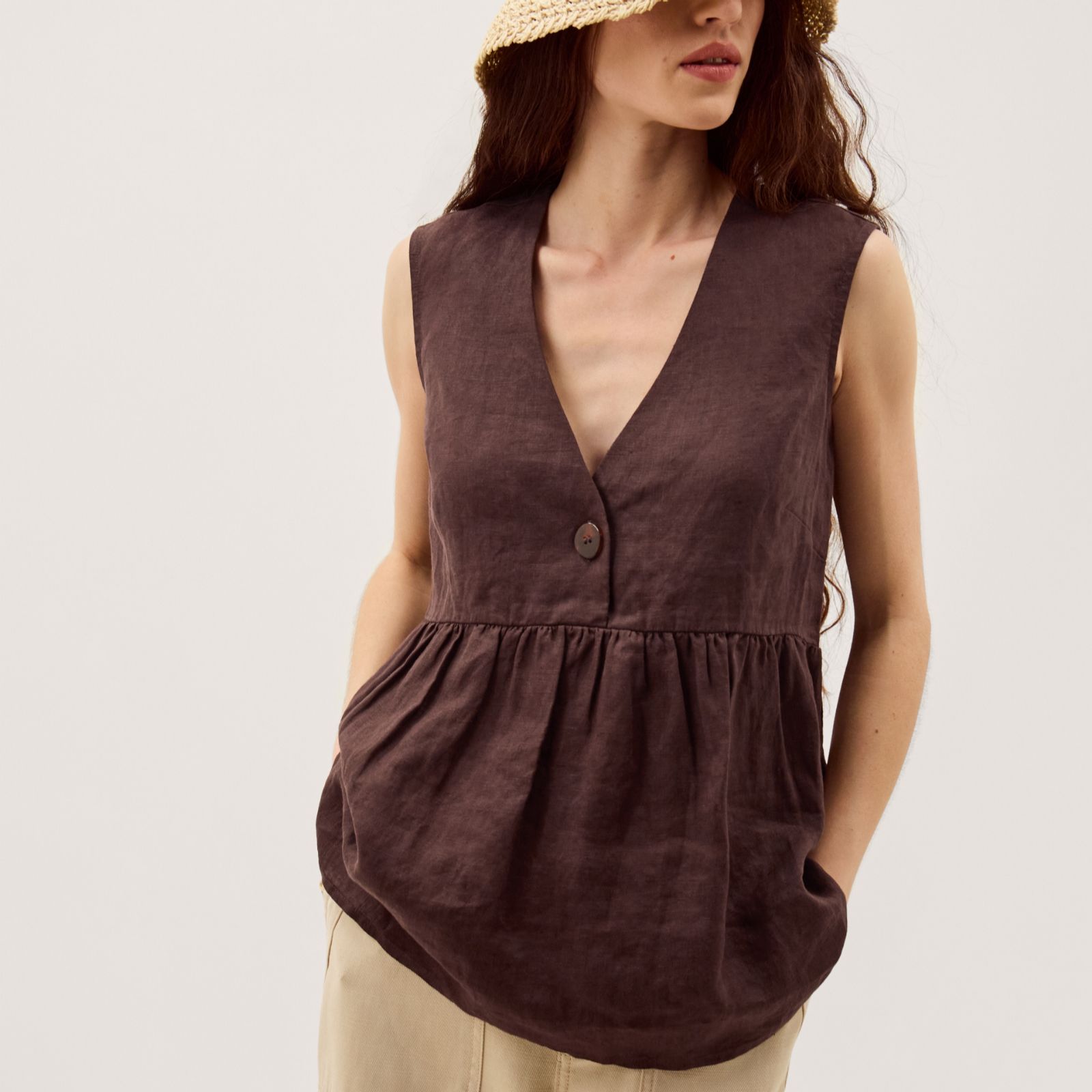 Monsoon Posey Linen Peplum Top