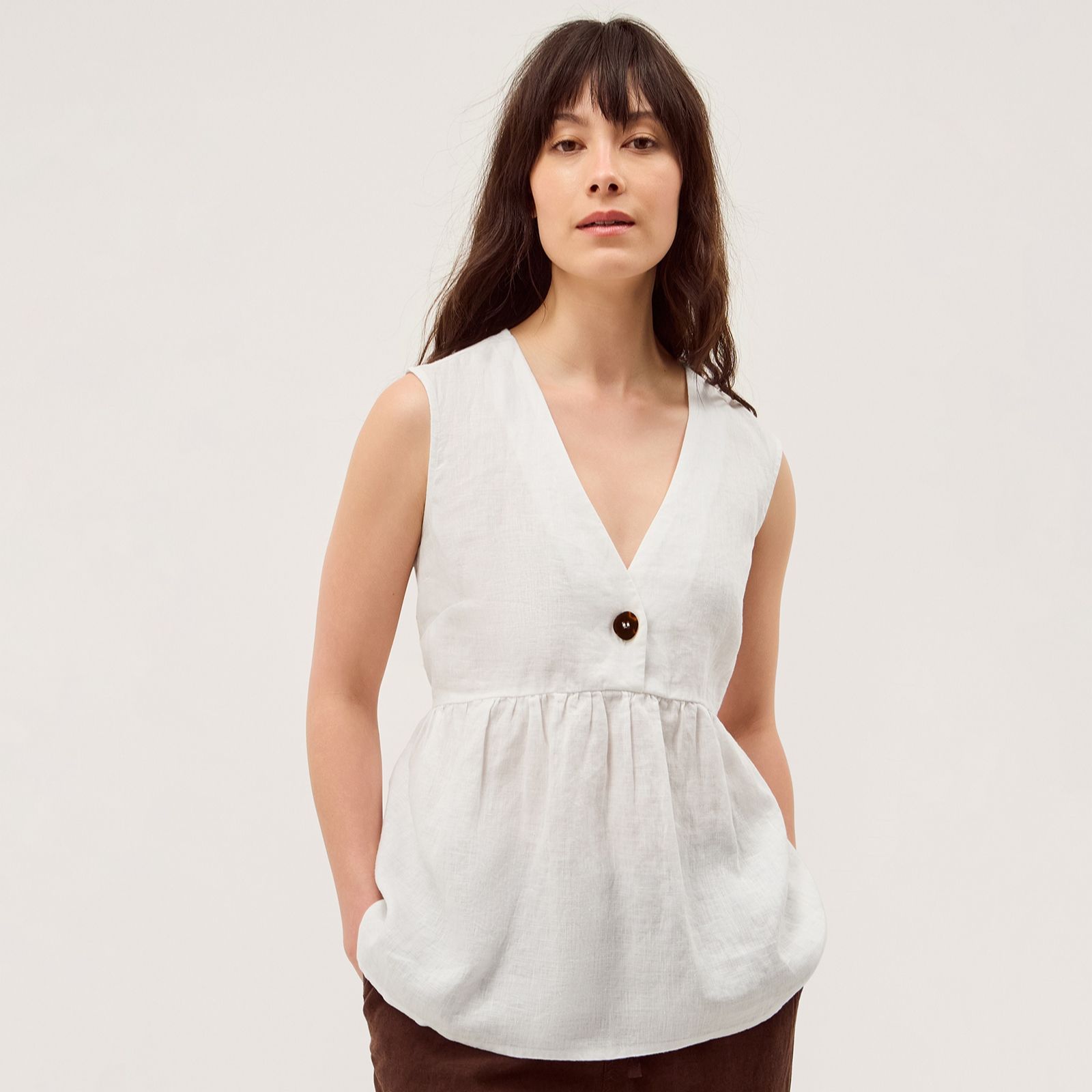 Monsoon Posey Linen Peplum Top