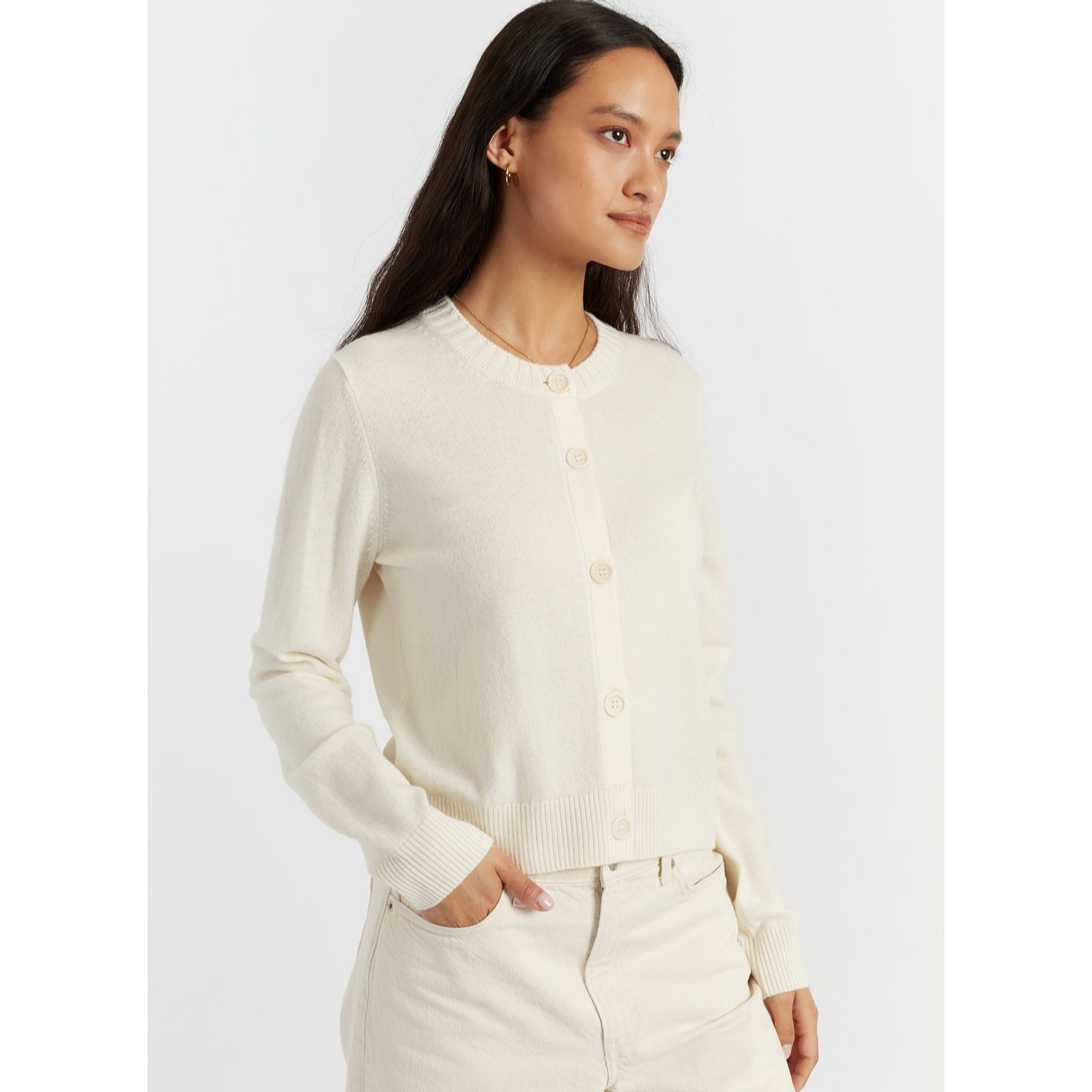 Chinti & Parker Wool Cashmere Blend Crew Neck Cardigan