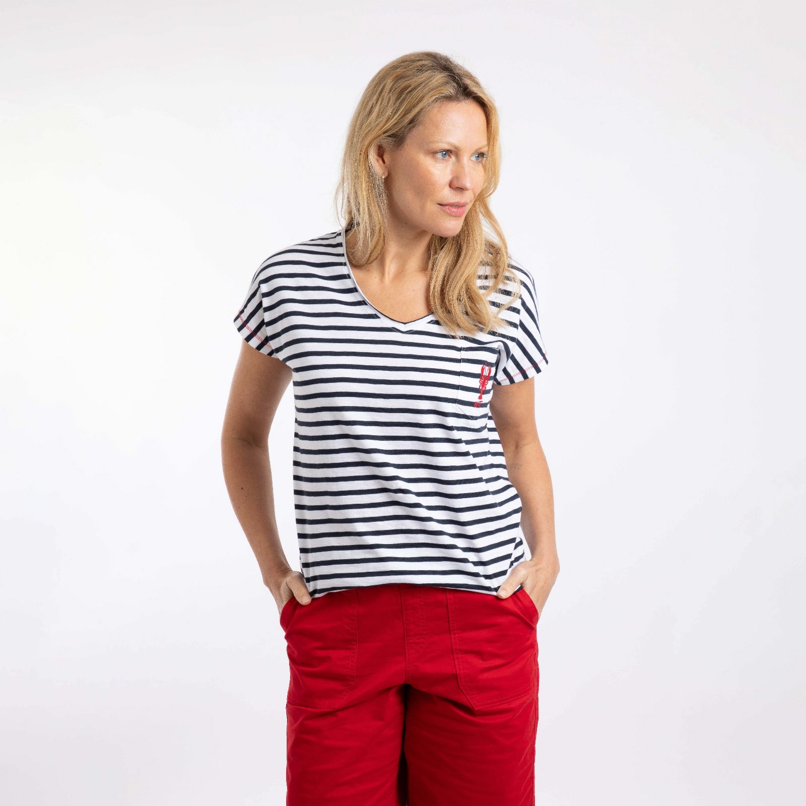 Weird Fish Liora Embroidered Pocket T-Shirt