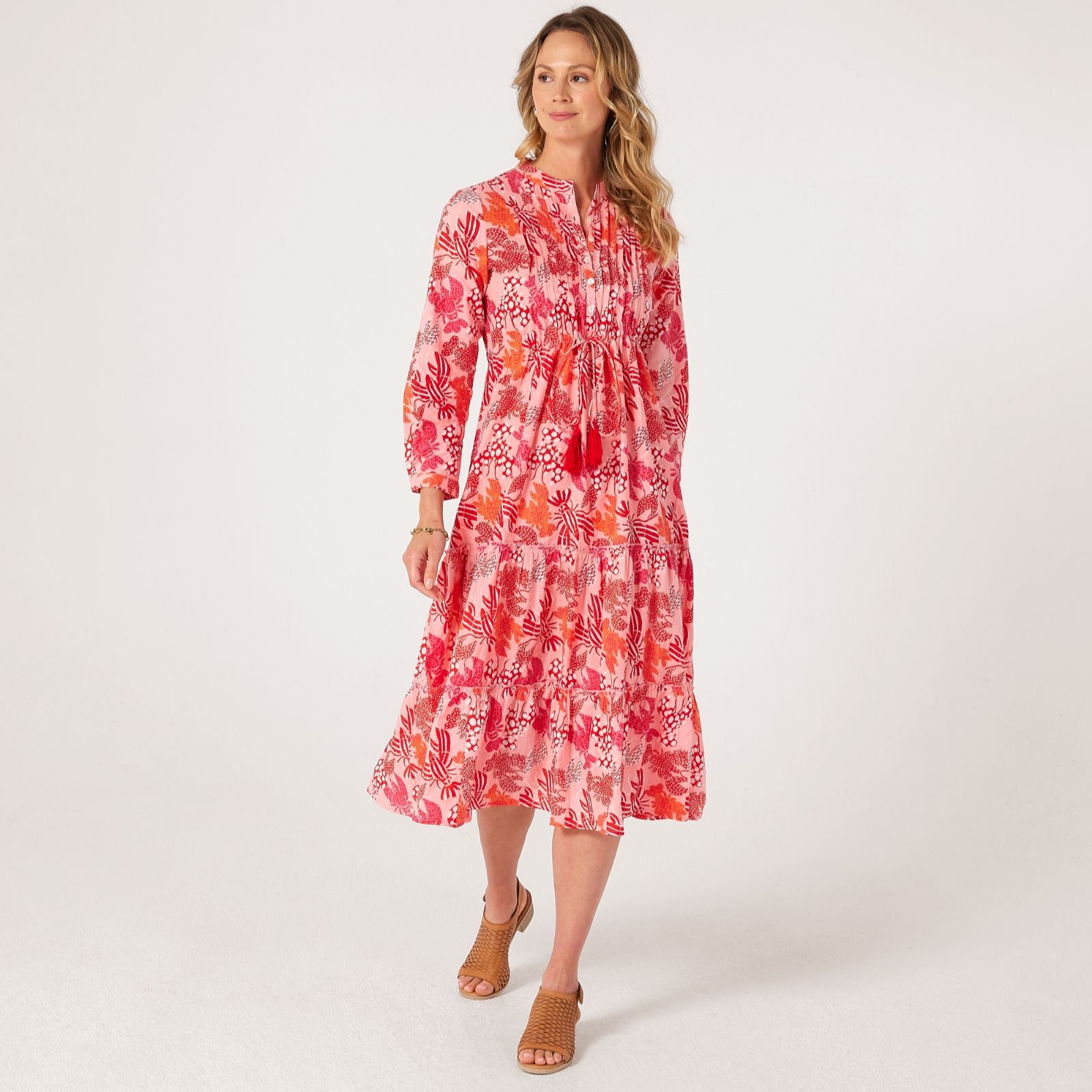 Handprint Dream Corfu Button Up Midi Dress