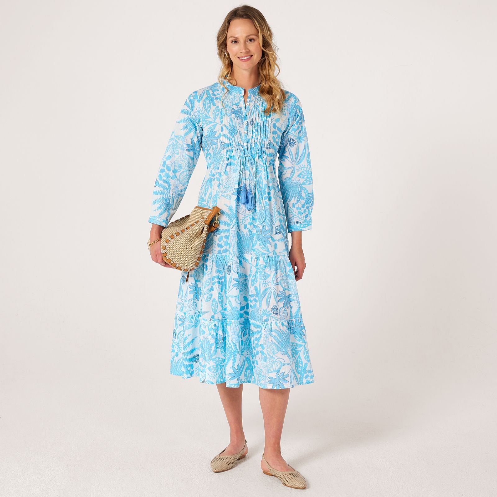 Handprint Dream Corfu Button Up Midi Dress