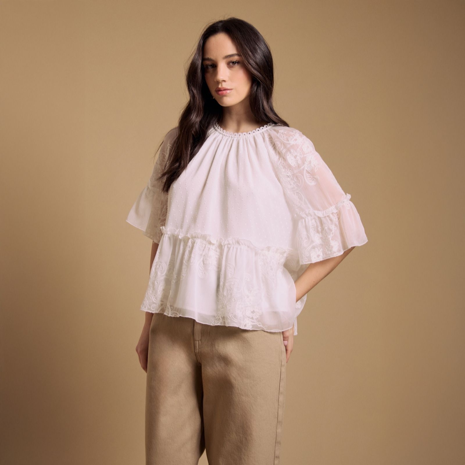  Oasis Chiffon Peplum Blouse