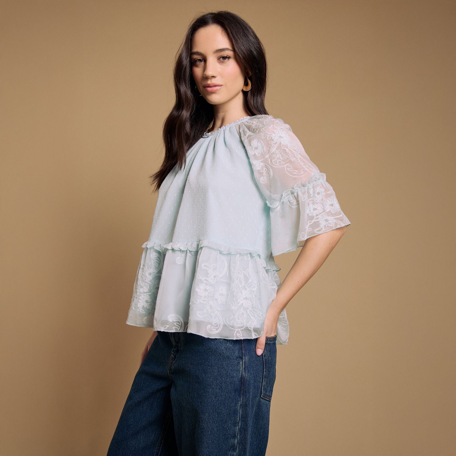 Oasis Chiffon Peplum Blouse
