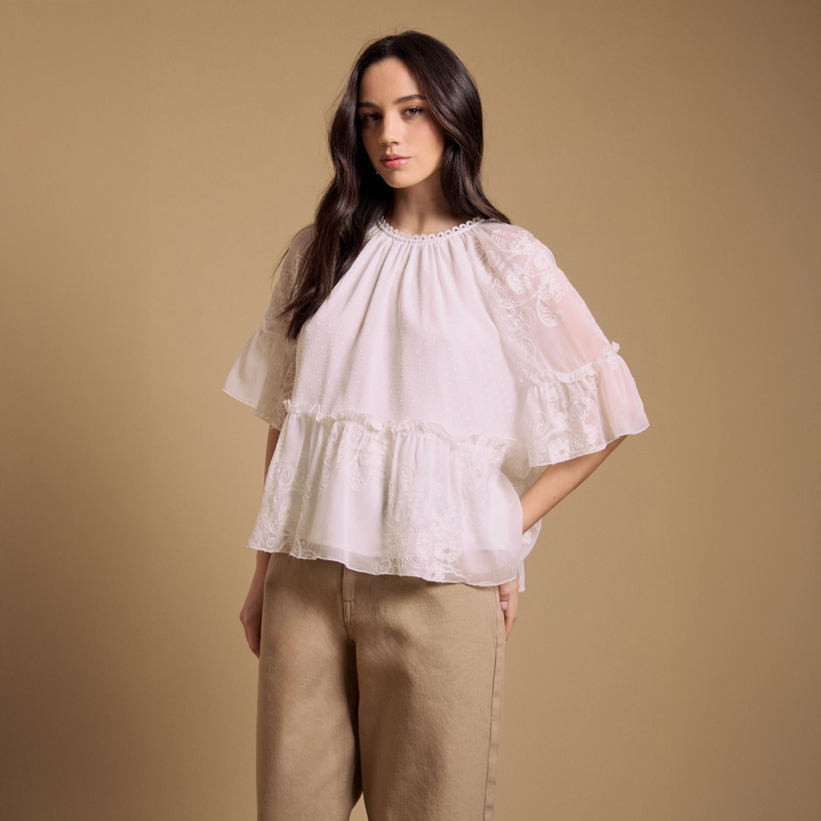 Oasis Chiffon Peplum Blouse
