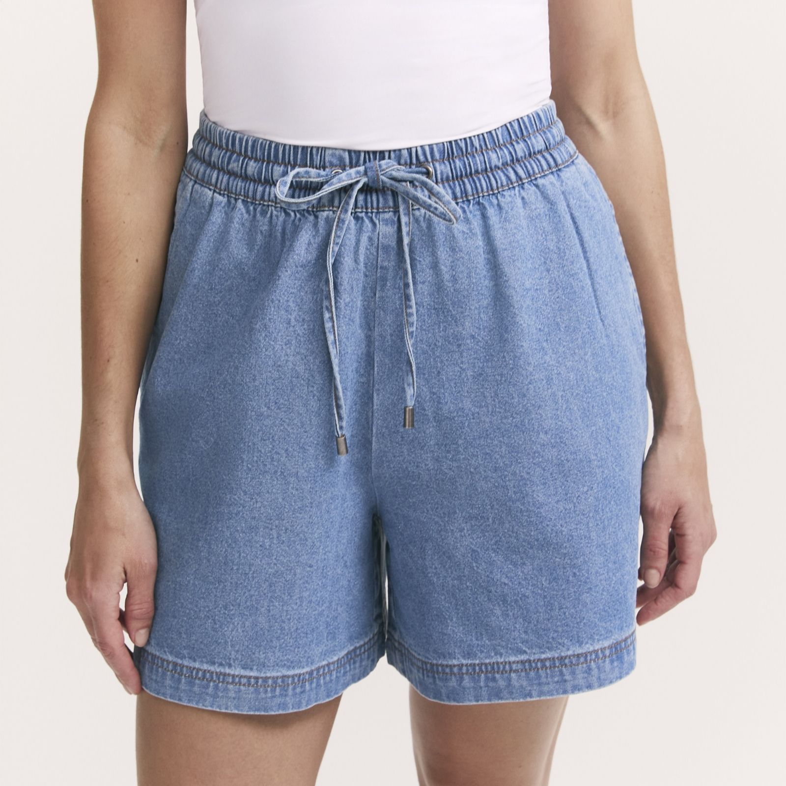 Finery London Britney Denim City Short with Drawstring Waistband