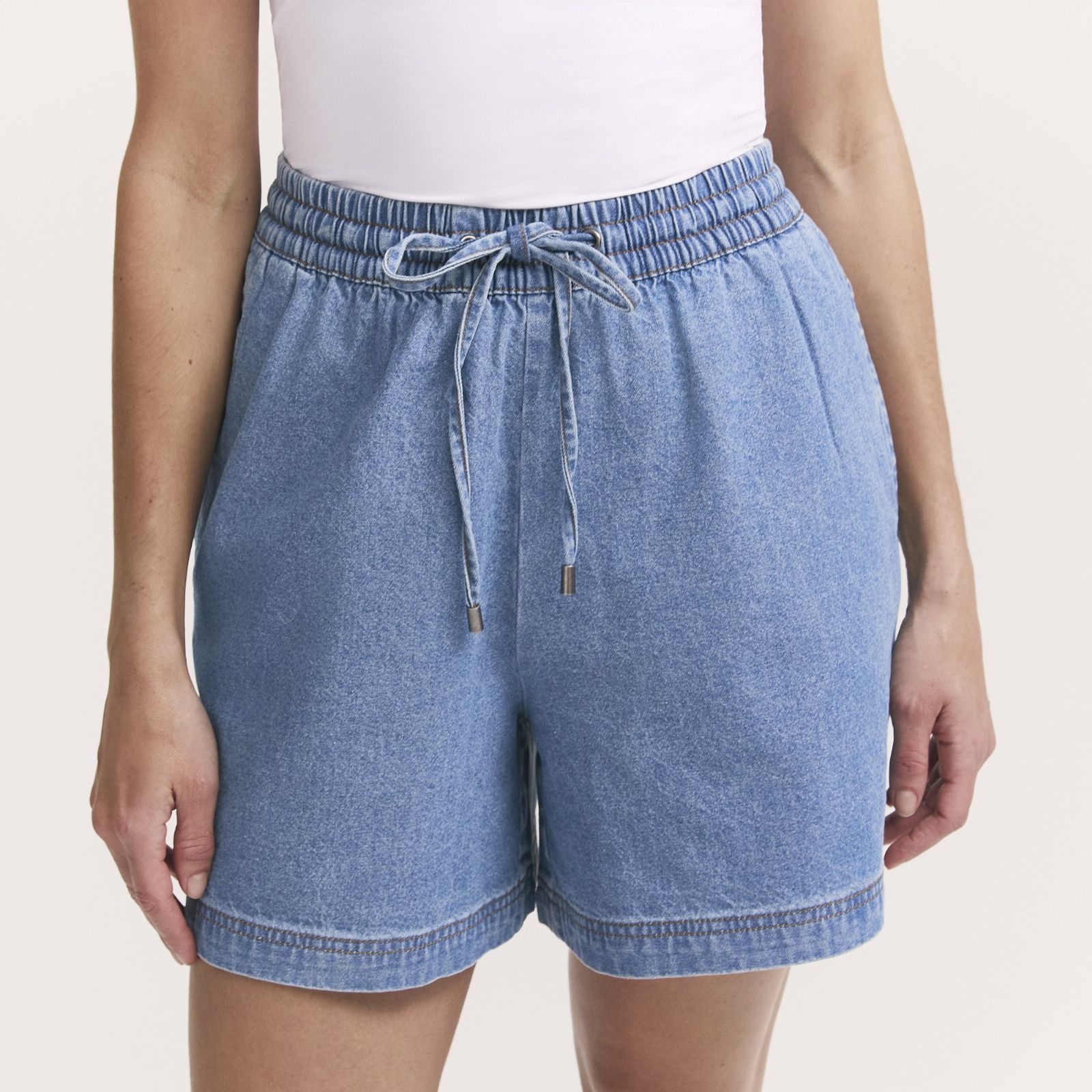 Finery London Britney Denim City Short with Drawstring Waistband