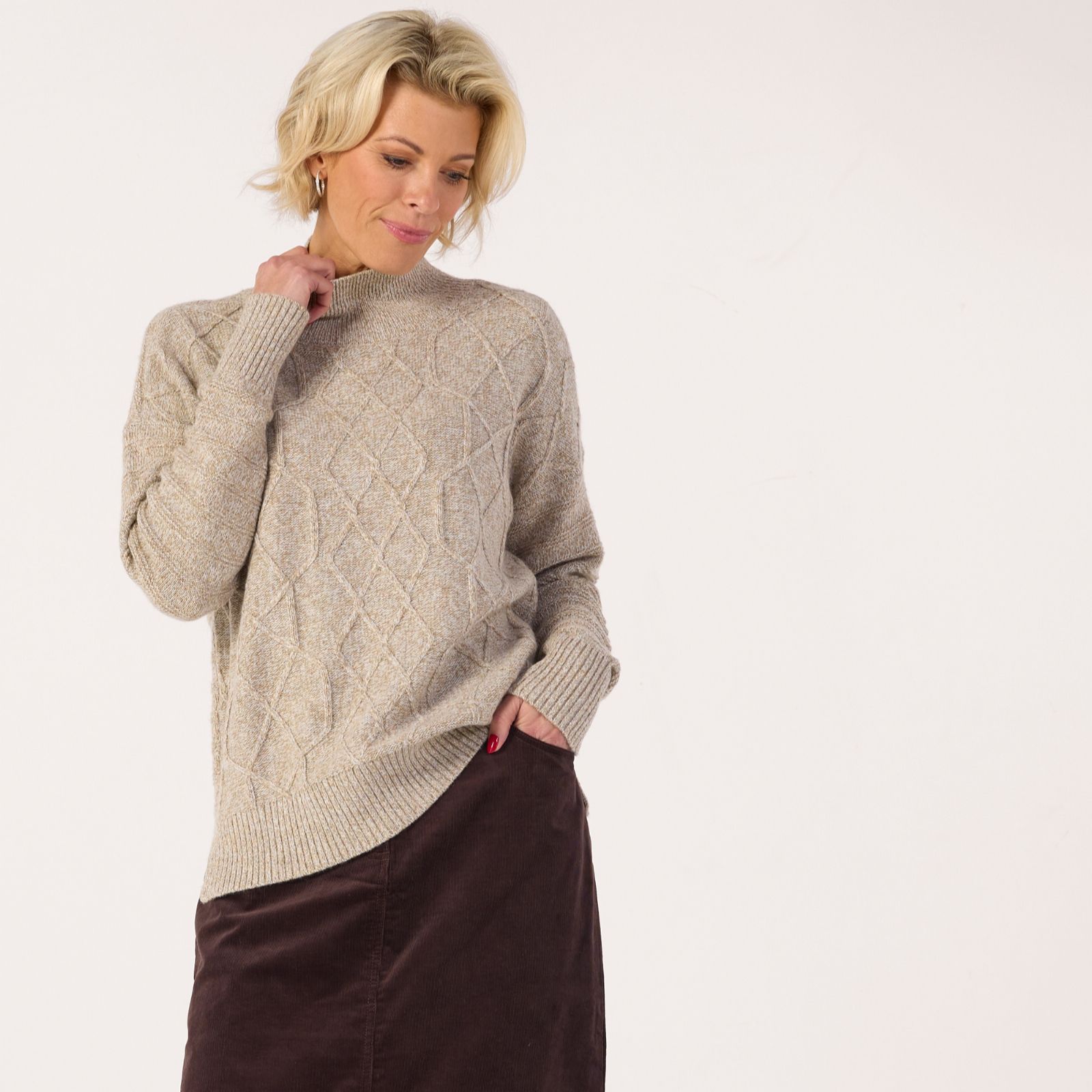 Ruth Langsford Roll Neck Jumper w/Mixed Cables