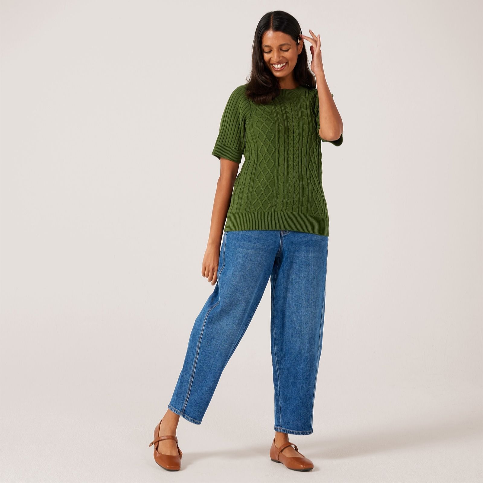 Denim & Co. Cable Knitted Top