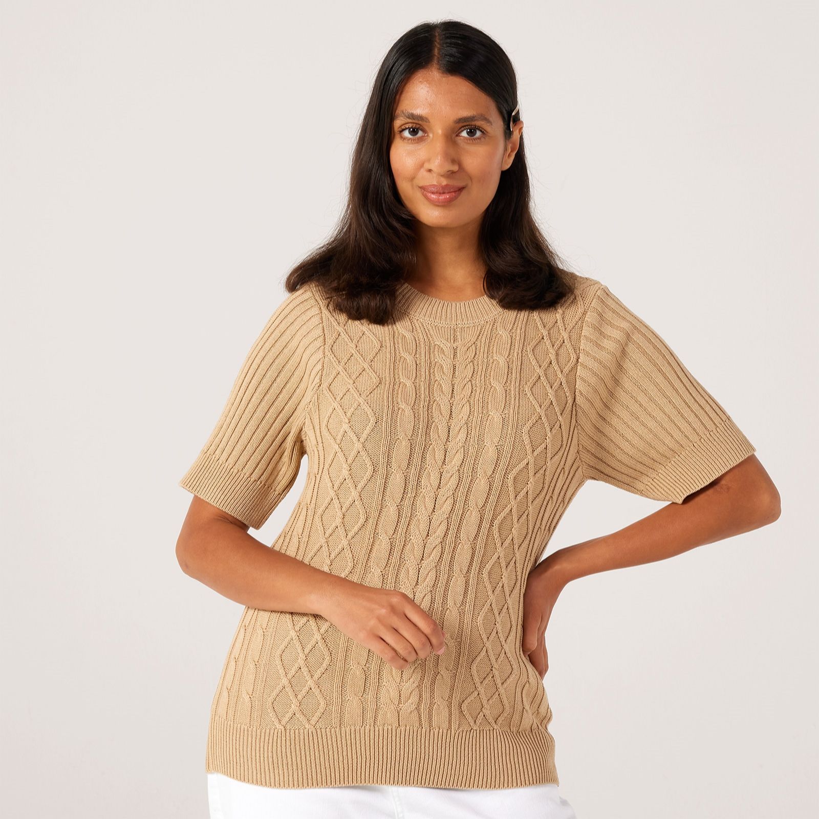 Denim & Co. Cable Knitted Top