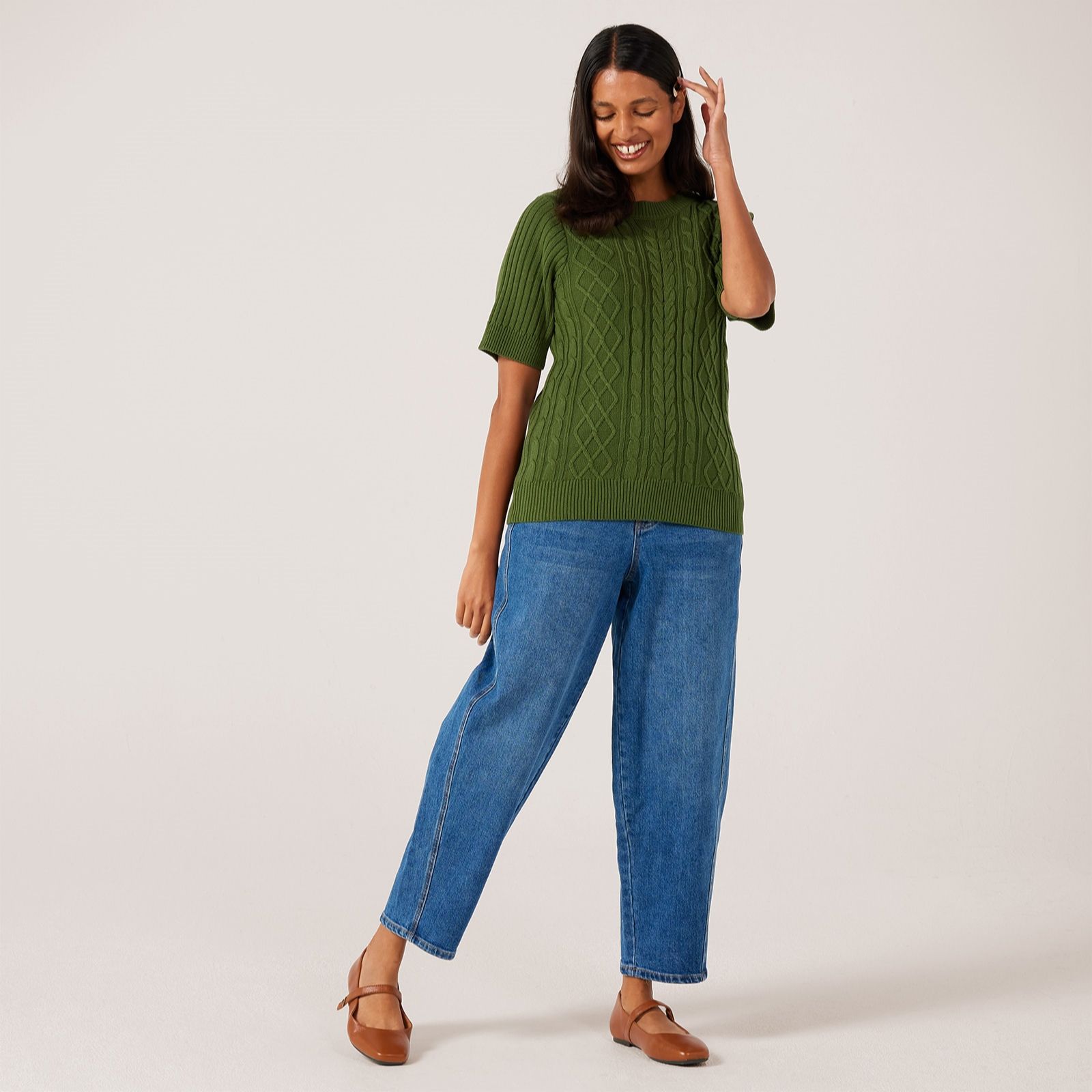 Denim & Co. Cable Knitted Top