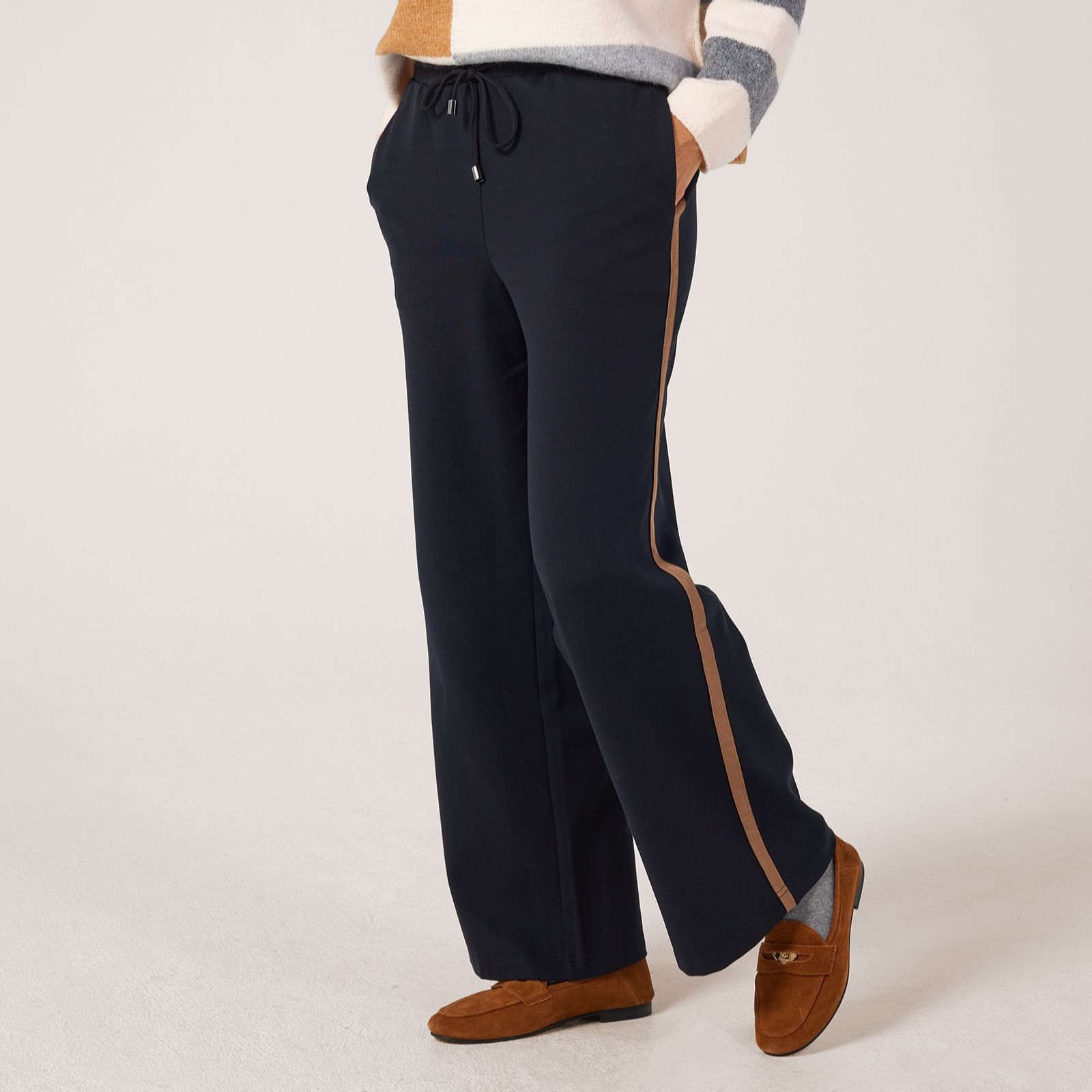 Denim & Co. Stripe Ponte Trousers Petite