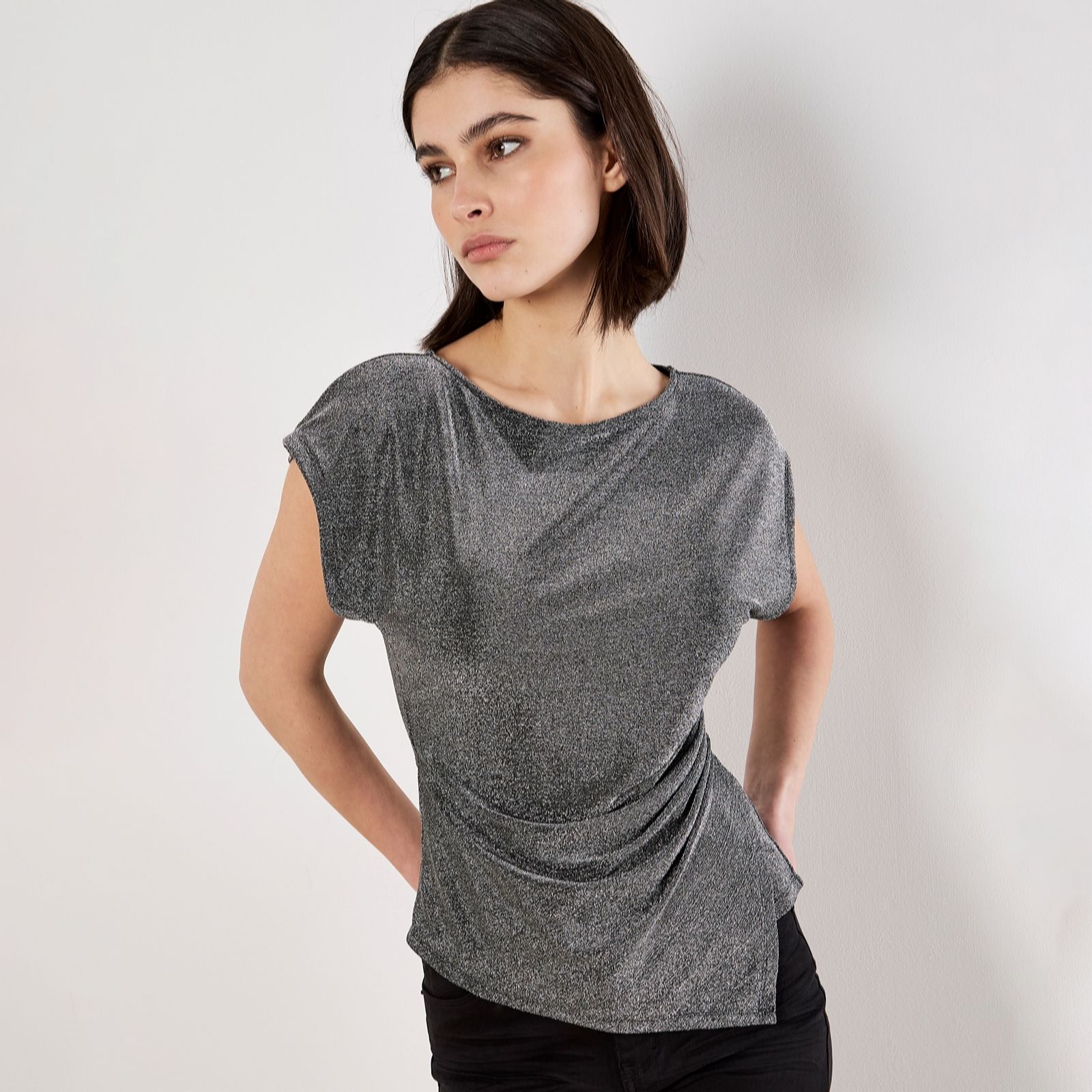 Apricot Premium Brillo Side Ruched Asymmetric Wrap Top