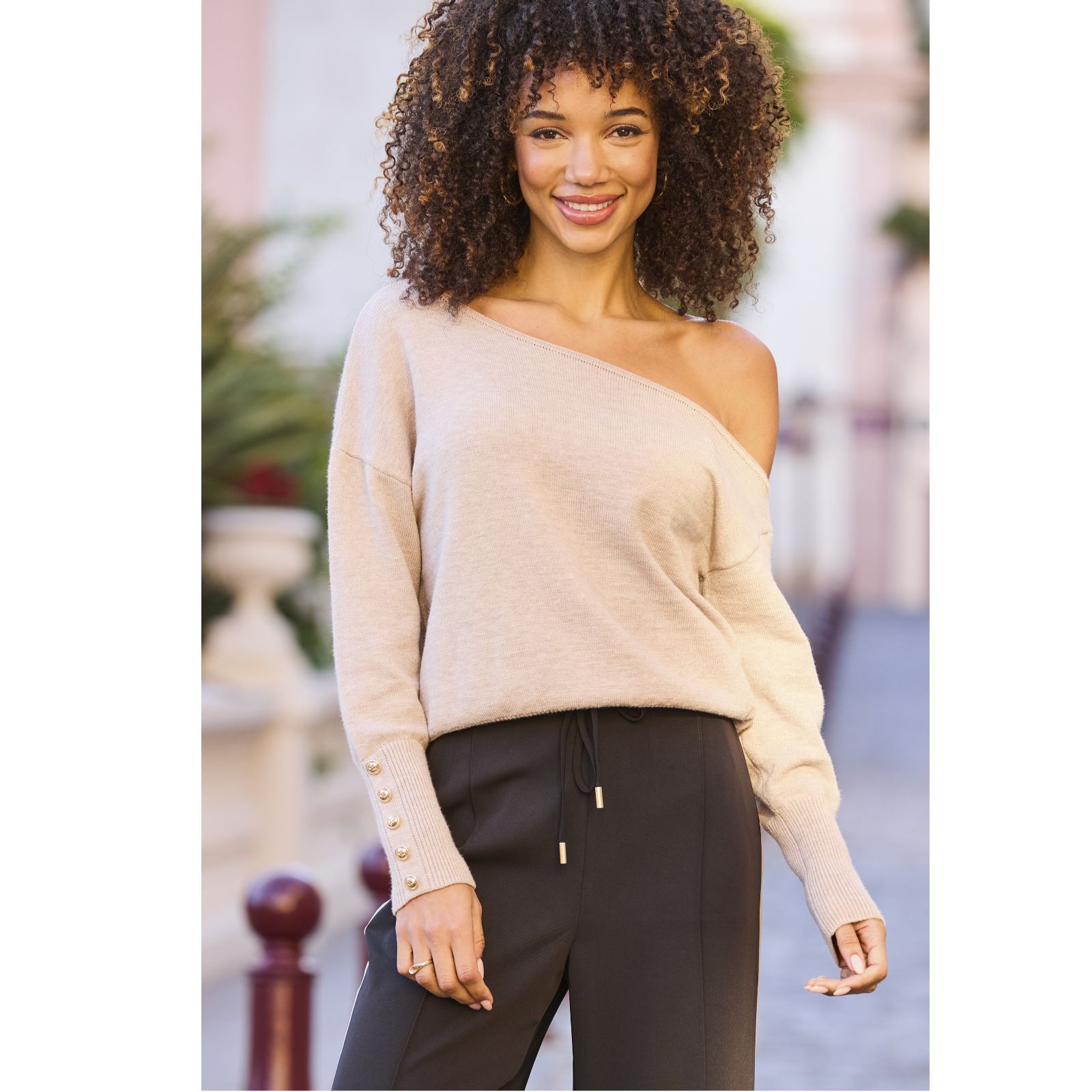 Sosandar Off-the-Shoulder Asymmetric Jumper