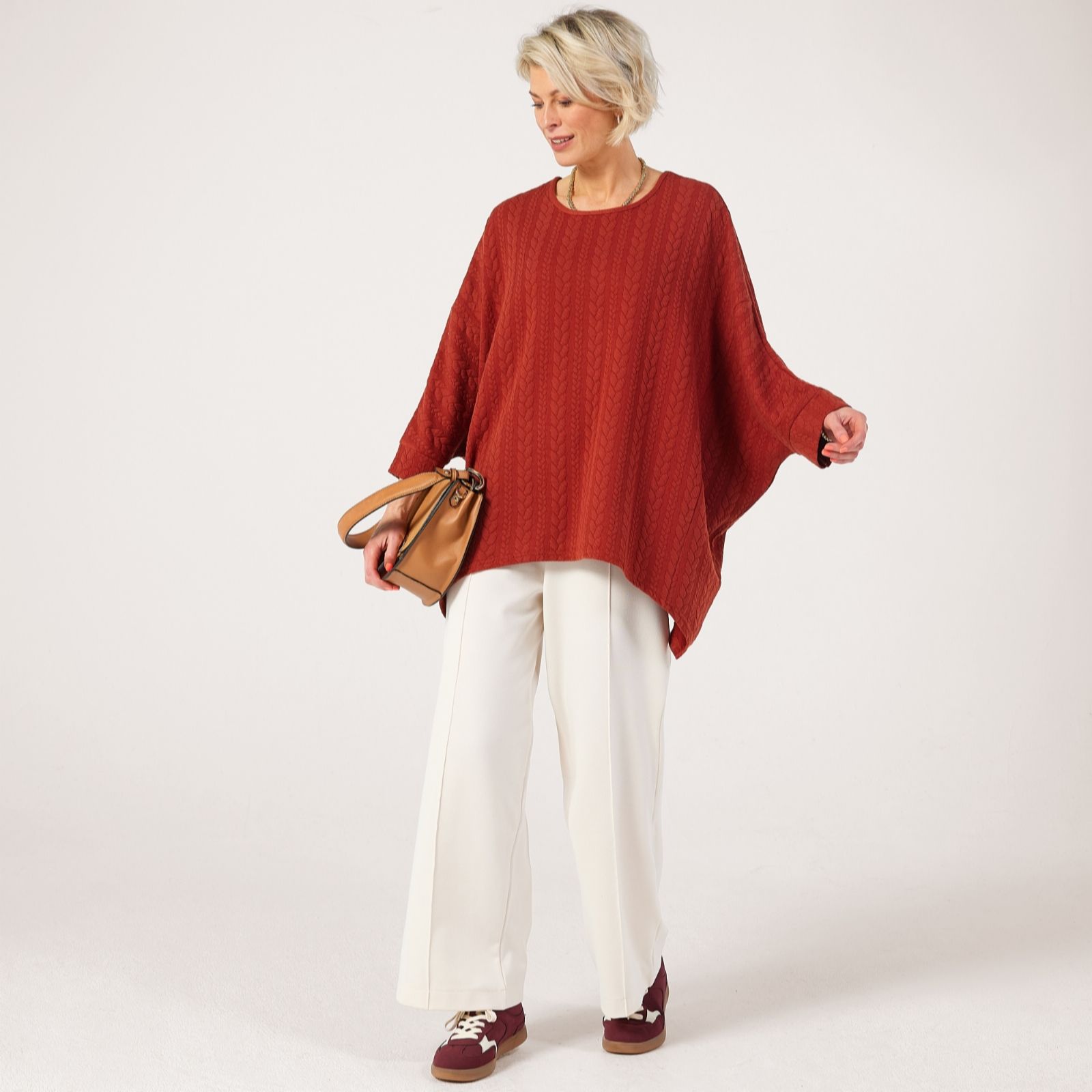 Frank Usher Batwing Sleeve Oversized Cable Jumper