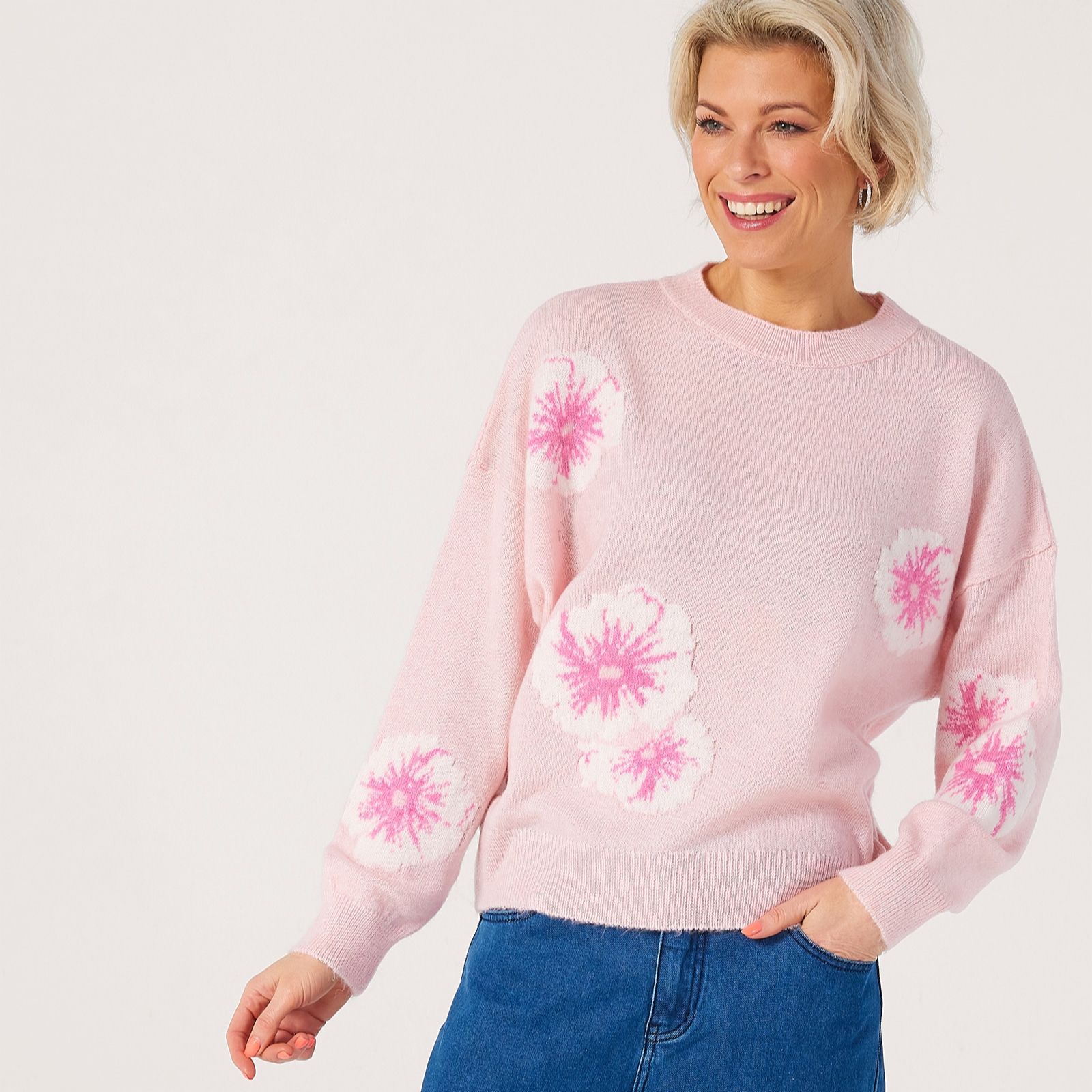 JDY Floris Jacquard Floral Knitted Jumper
