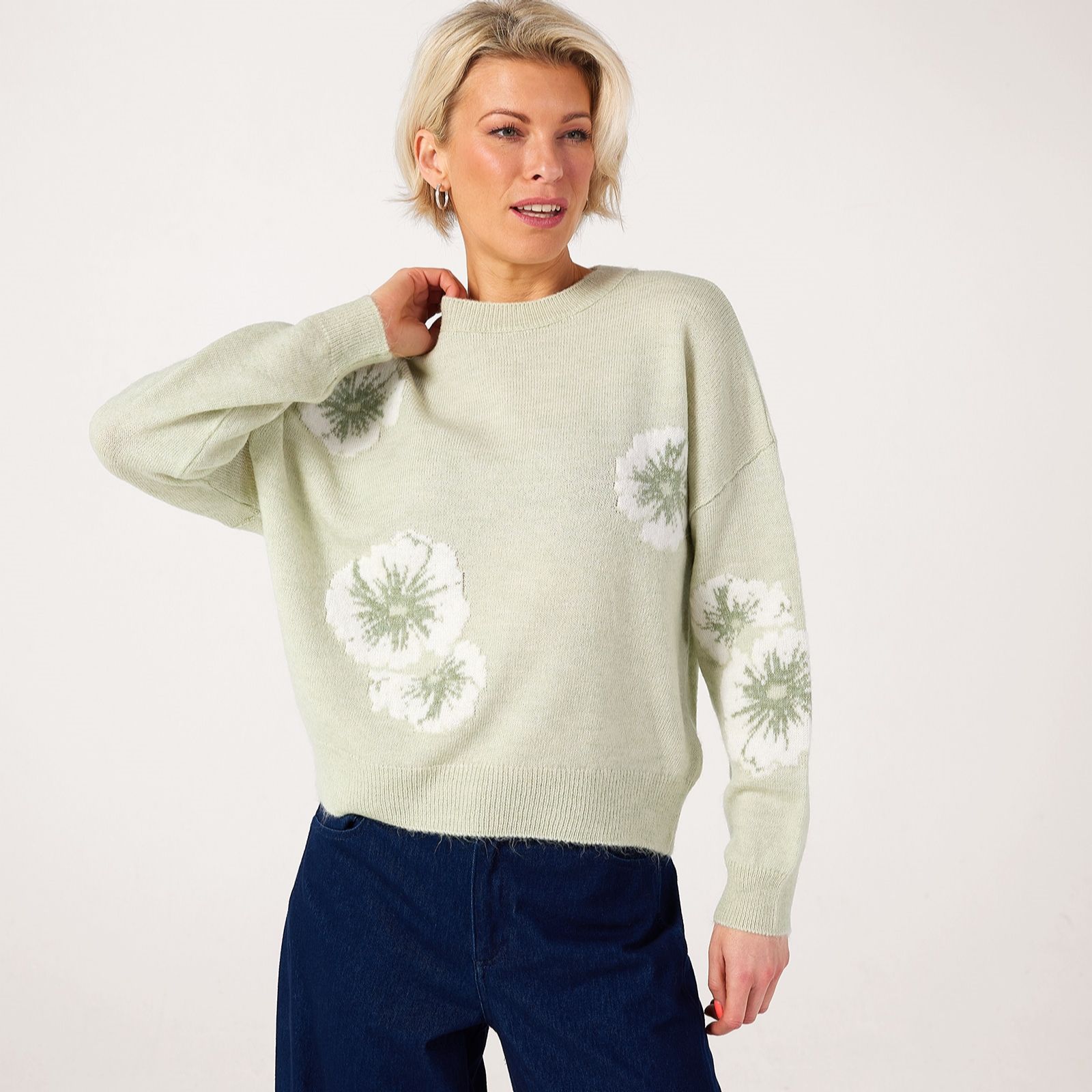 JDY Floris Jacquard Floral Knitted Jumper