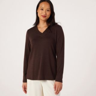 Denim & Co Heavenly Jersey Long Sleeve Cross Over V Neck Top