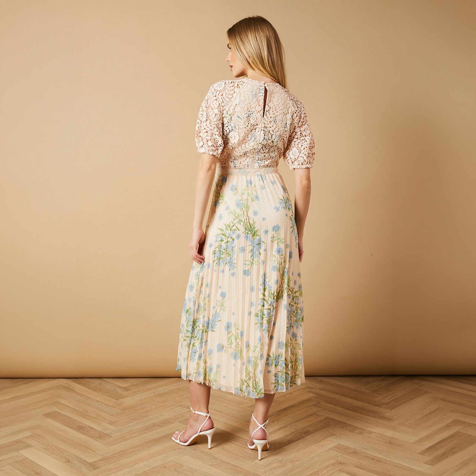 open lace back dress Orchid Oasis Midi  Peacock Boutique