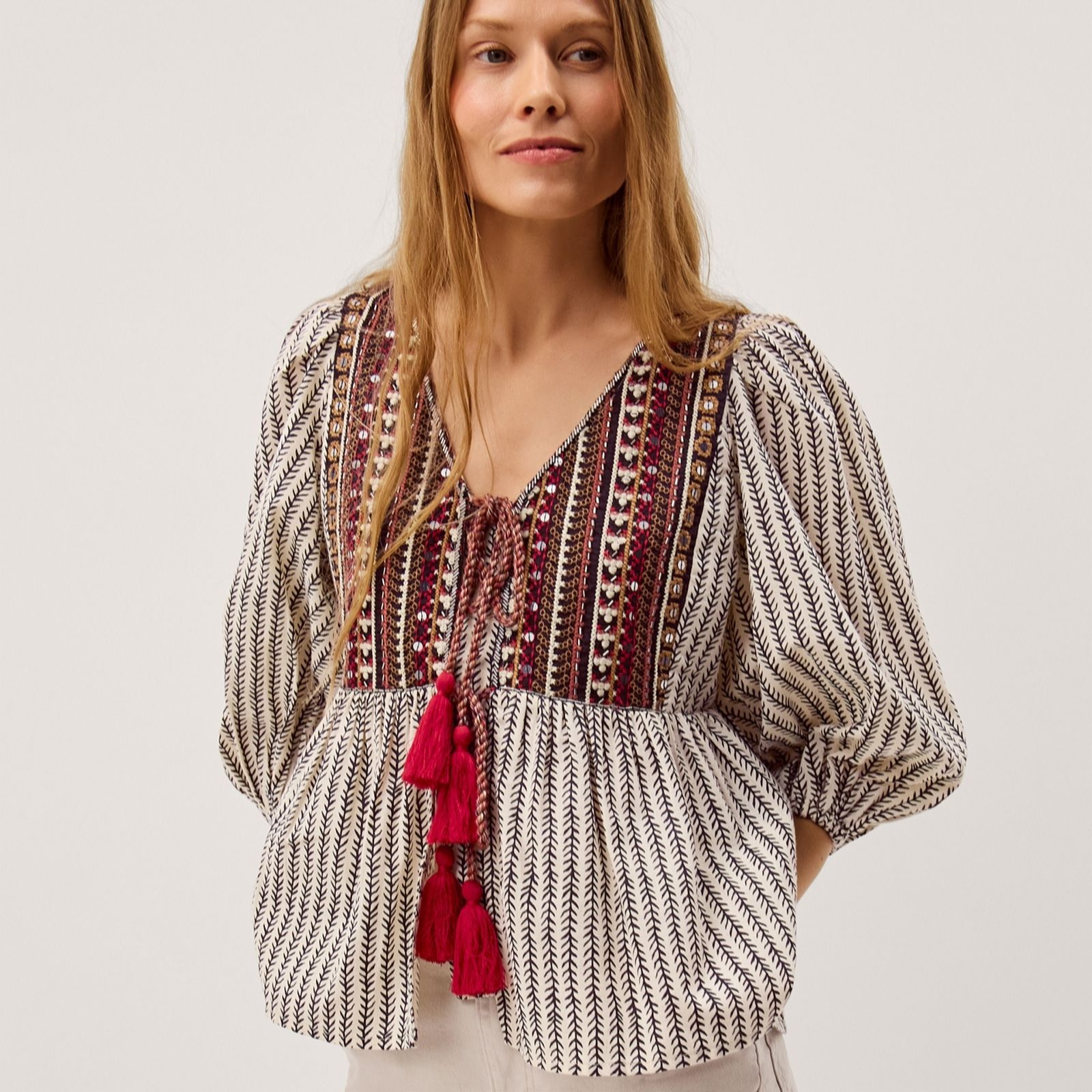 Monsoon Laila Embellished Print Blouse
