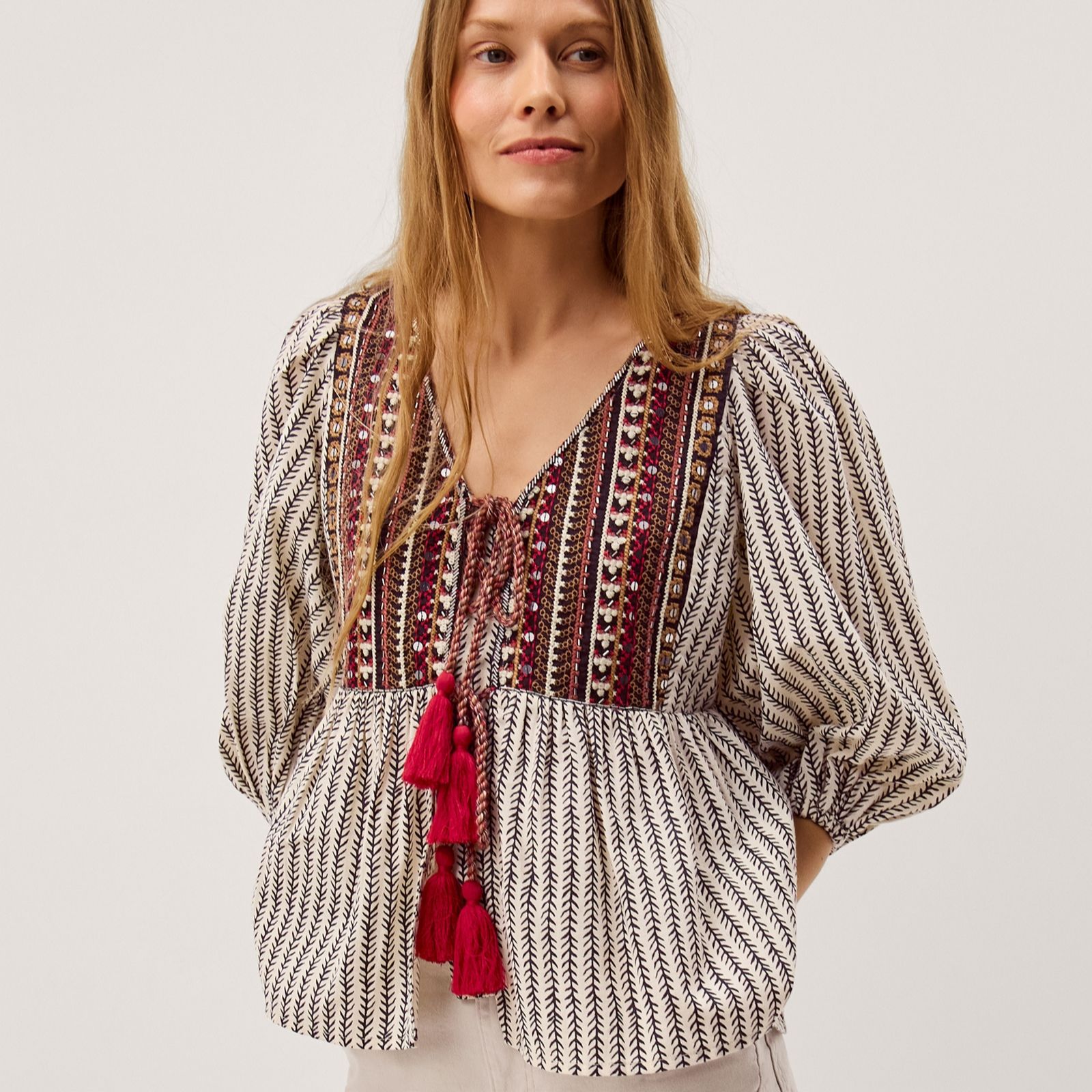 Monsoon Laila Embellished Print Blouse