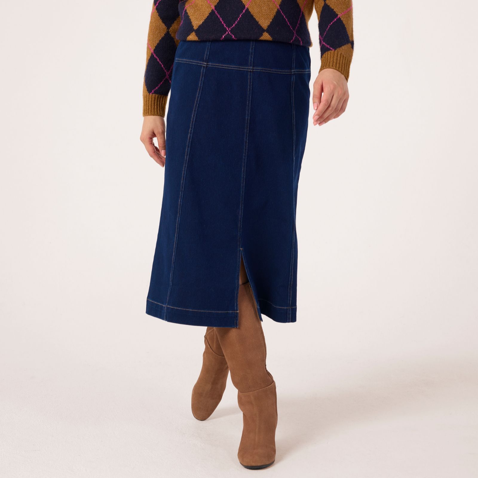 Denim & Co. Comfy Knit Denim Skirt