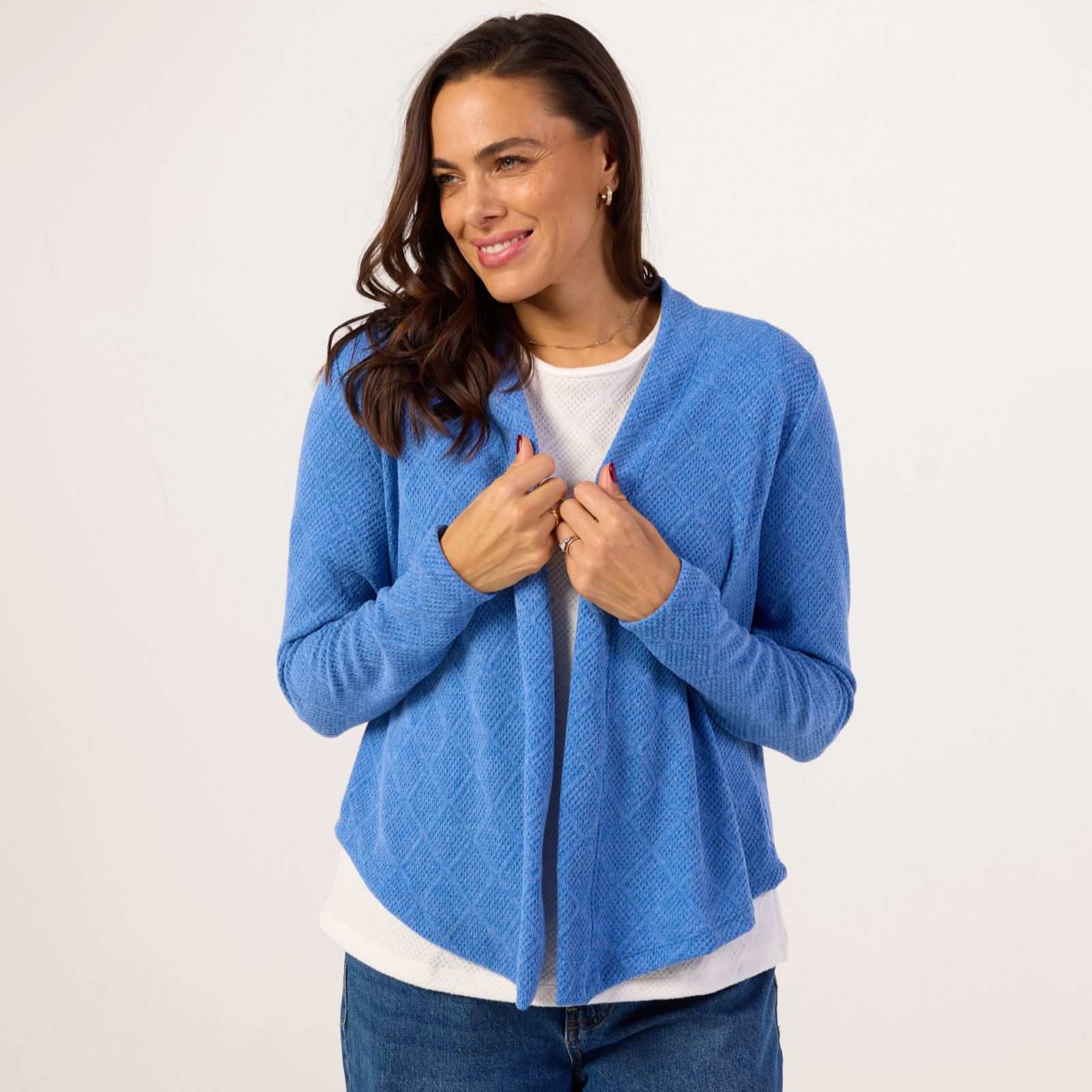 Kim & Co Soft Diamond Knit Button Front Cardigan