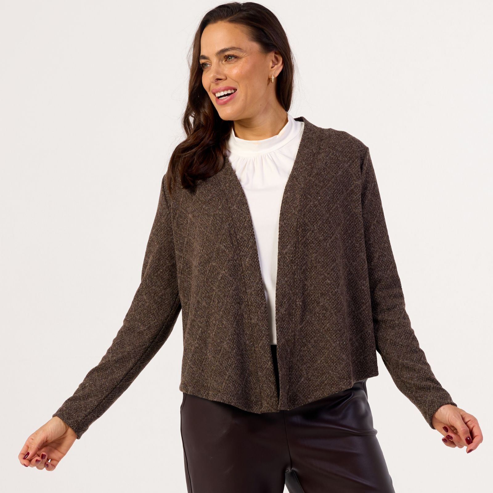 Kim & Co Soft Diamond Knit Button Front Cardigan