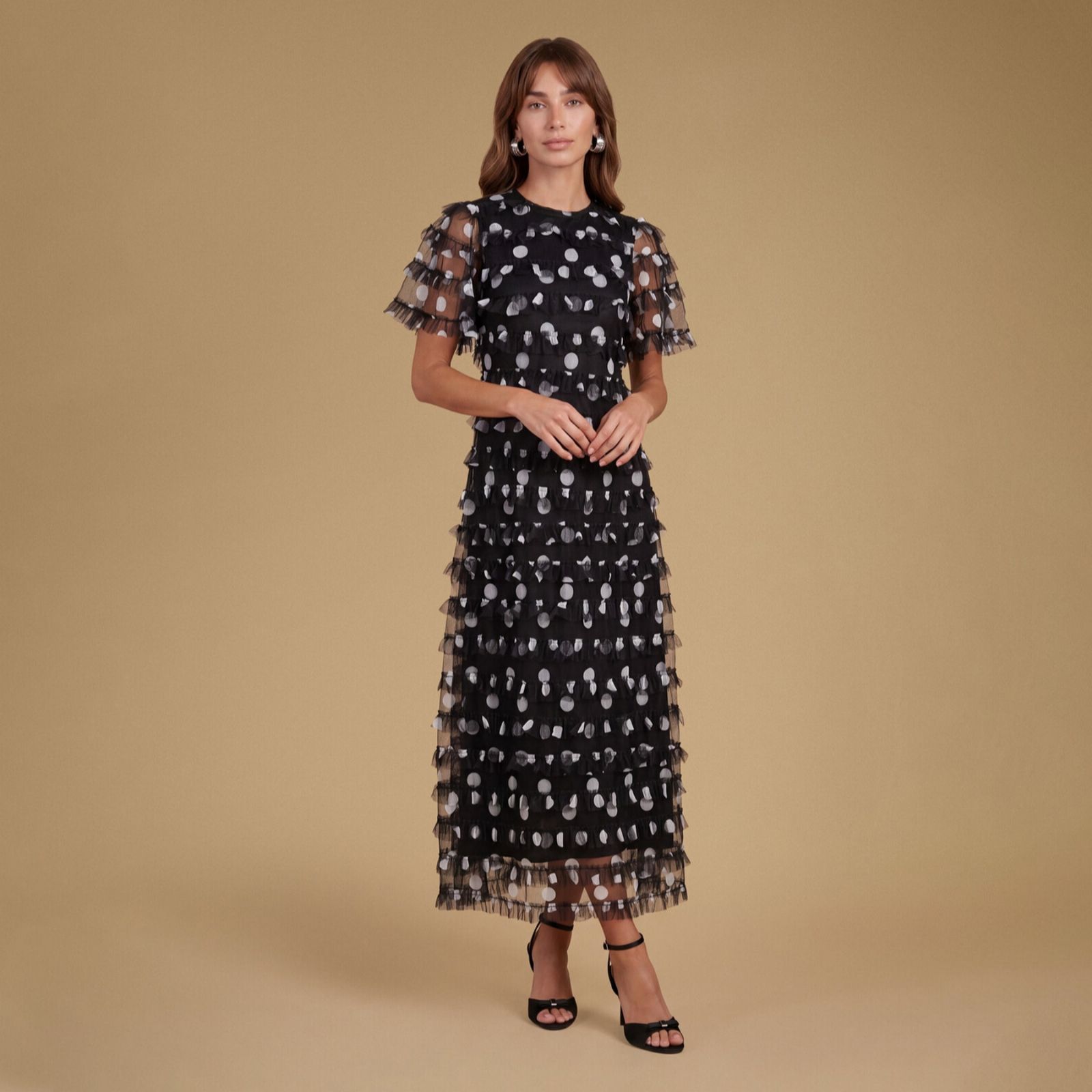 Oasis Ruffle Detail Printed Maxi Dress Petite
